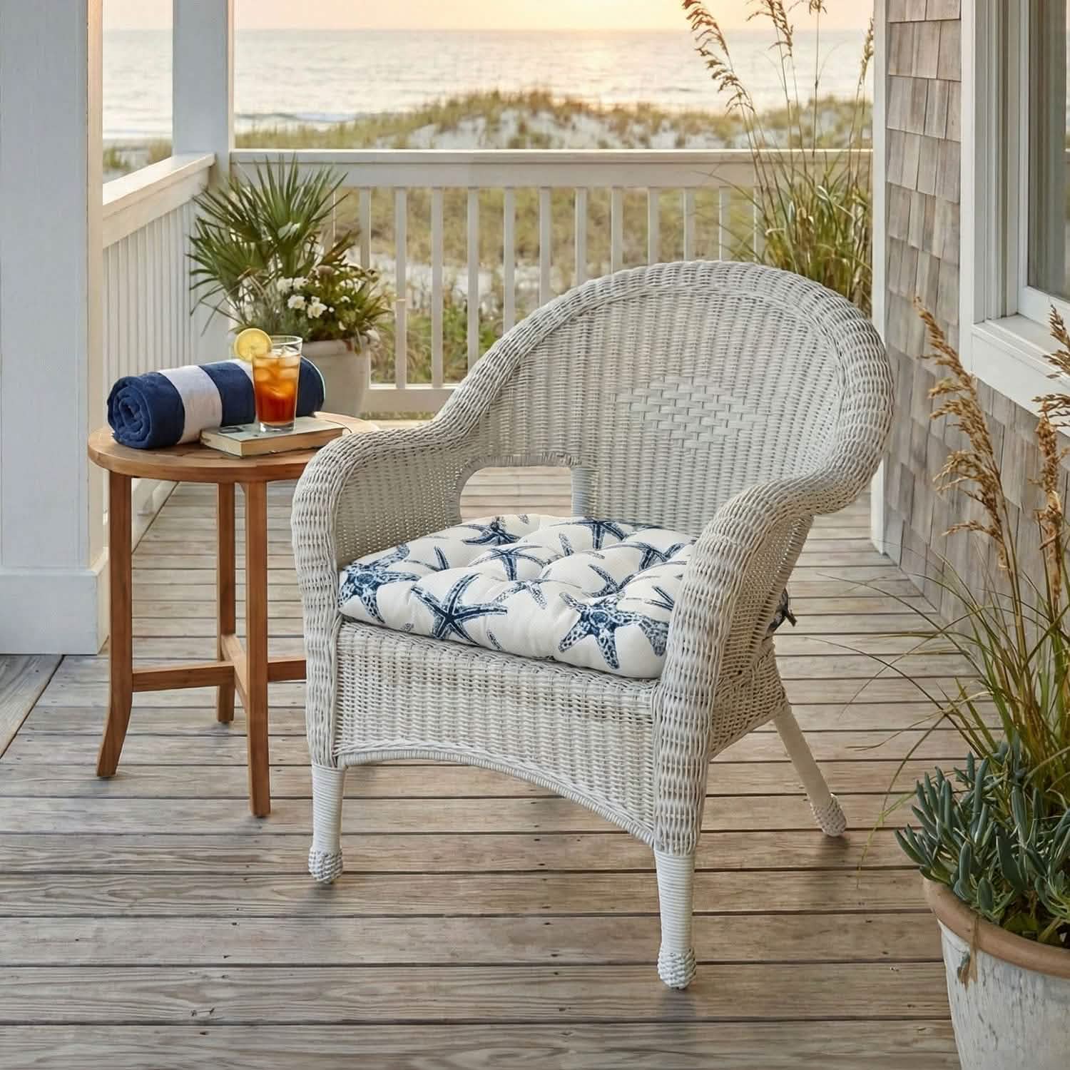 SS Starfish Navy Patio Chair Cushions - Wicker Chair Cushions