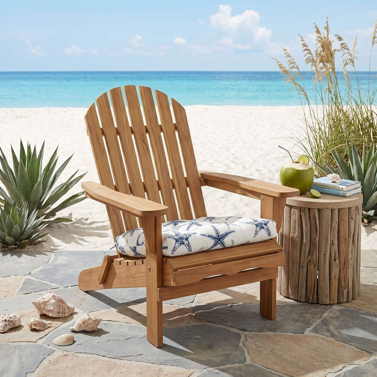 SS Starfish Navy Adirondack Chair Cushions - Outdoor: Weather Resistant, Fade Resistant