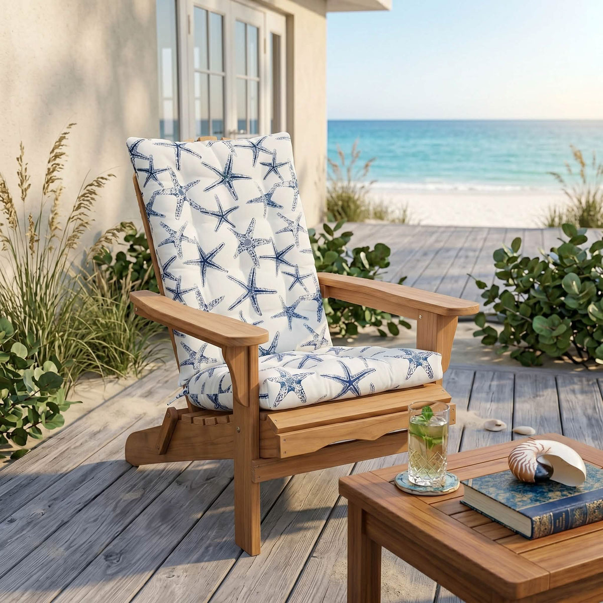 SS Starfish Navy Adirondack Chair Cushions - Outdoor: Weather Resistant, Fade Resistant