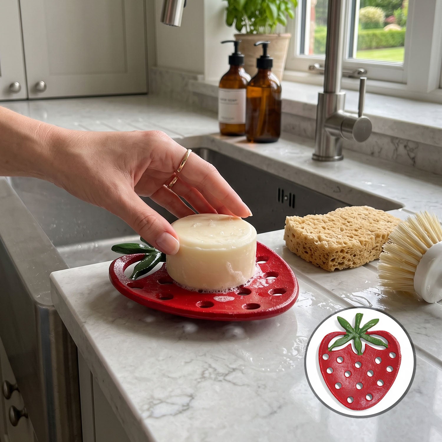 Strawberry Shaped Cast Iron Soap Dish
