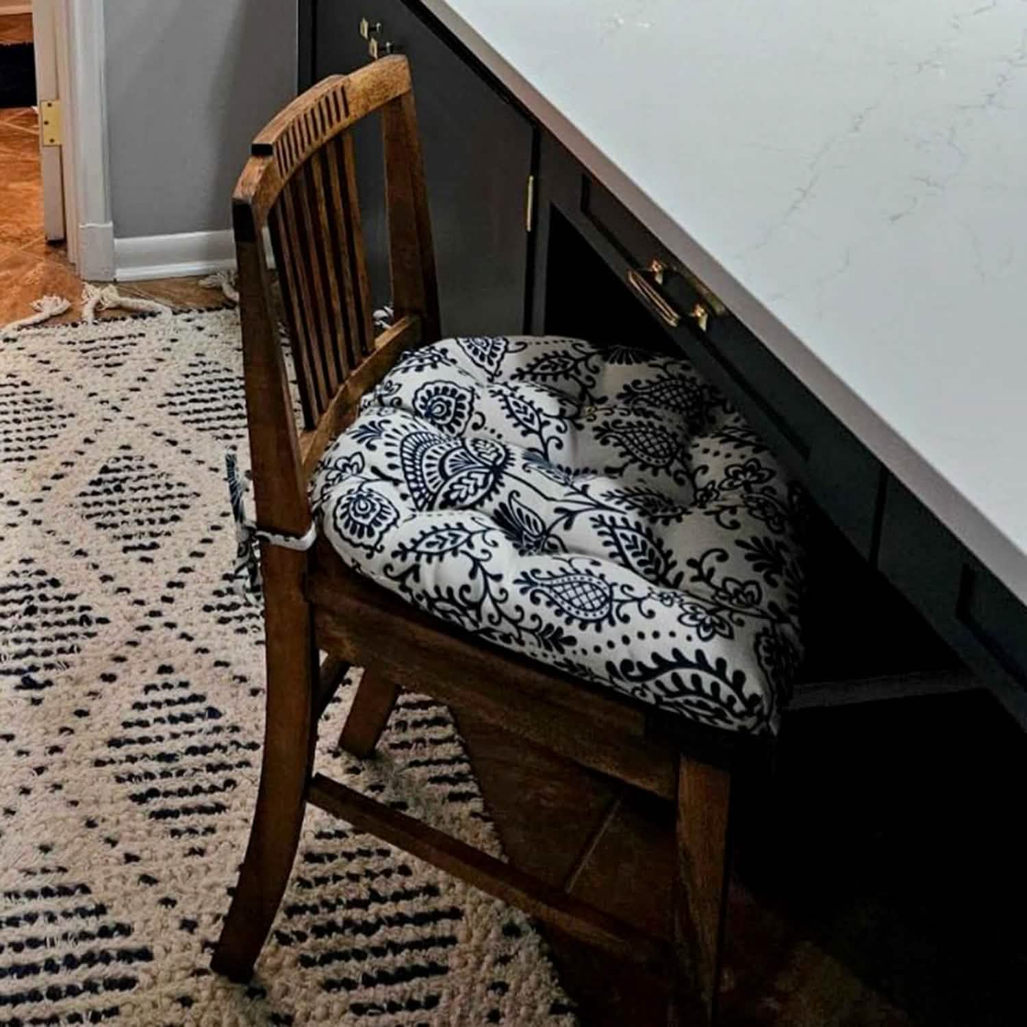 sylvan navy dining chair pad of wood chair.