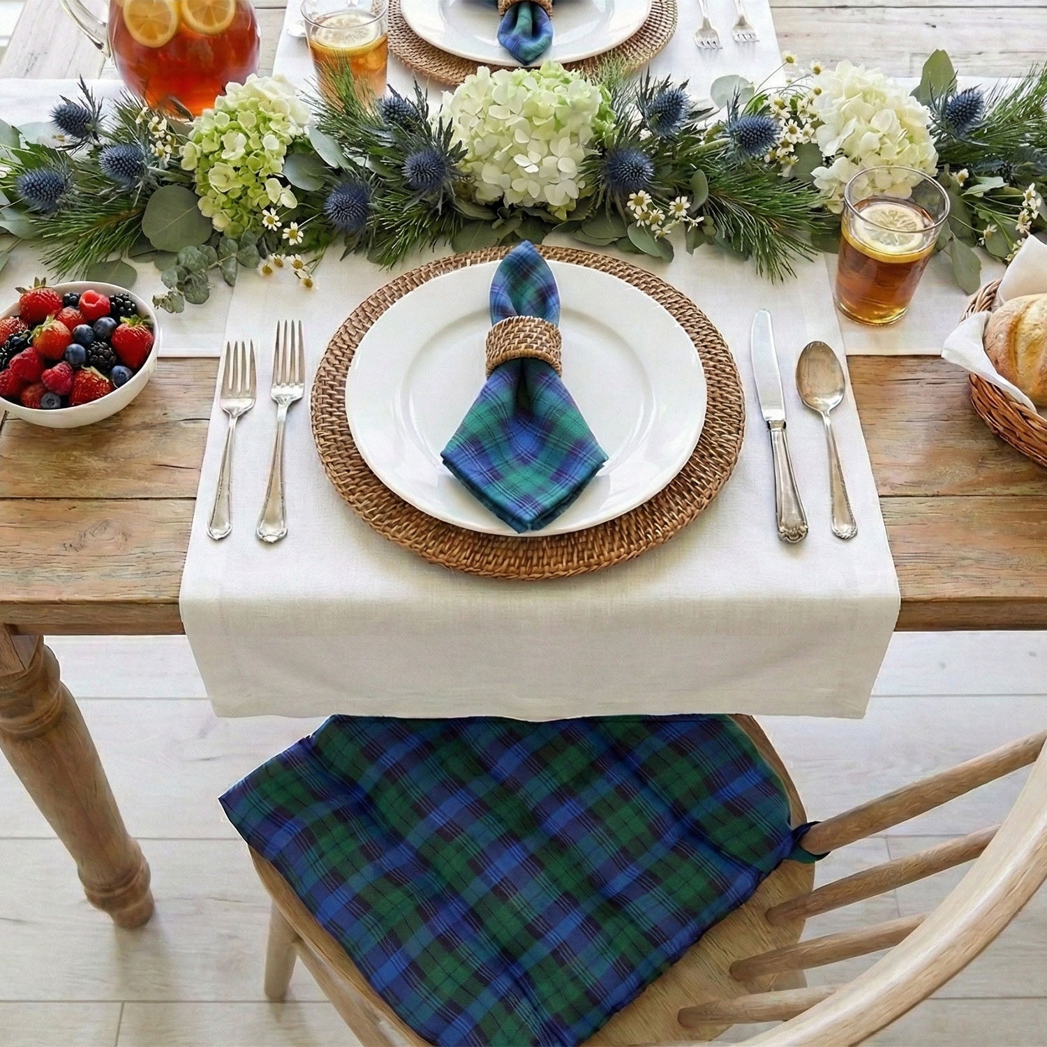 Tartan Blue Cloth Napkins Set of 4 or Set of 8