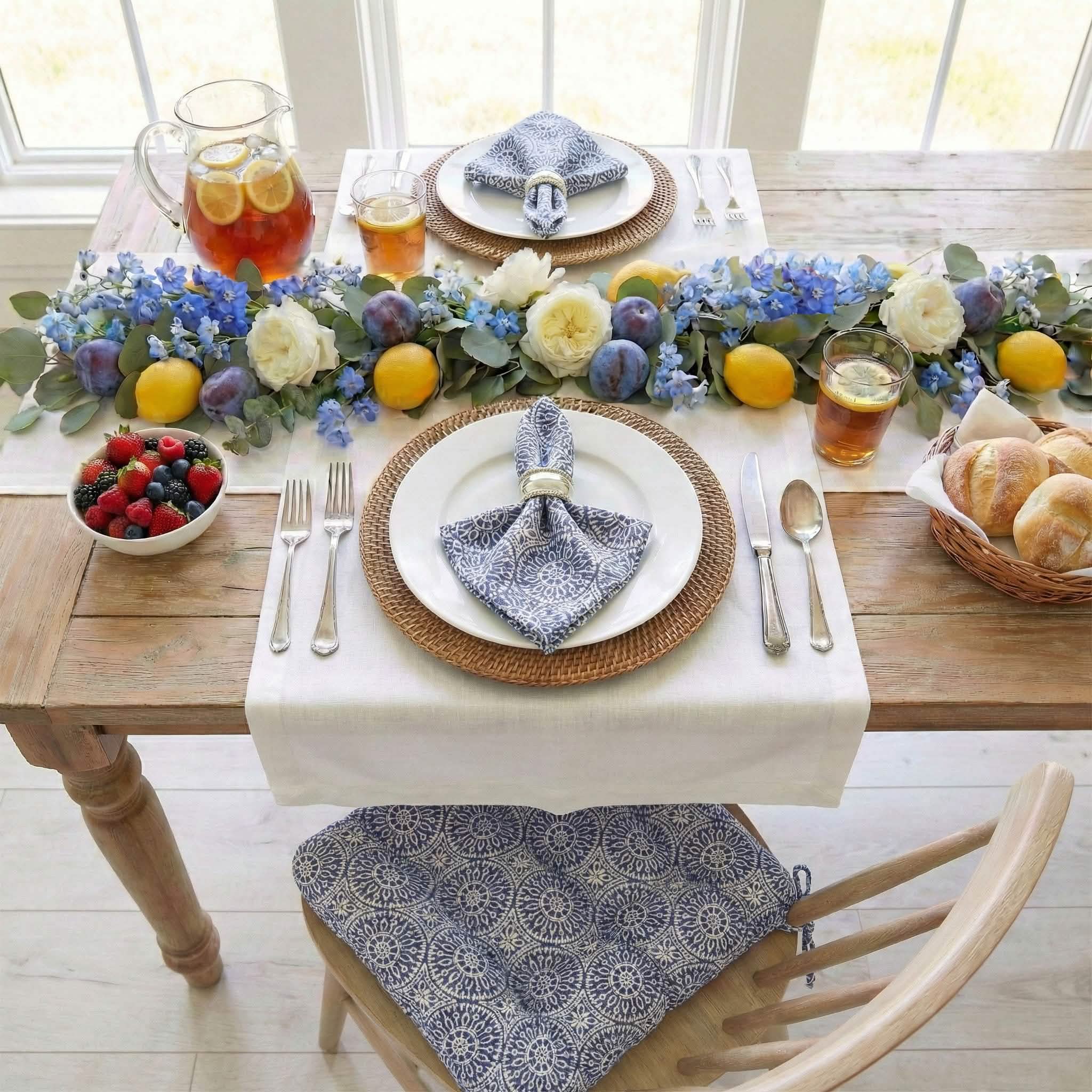 Tibet Blue Cloth Napkins - Set of 8