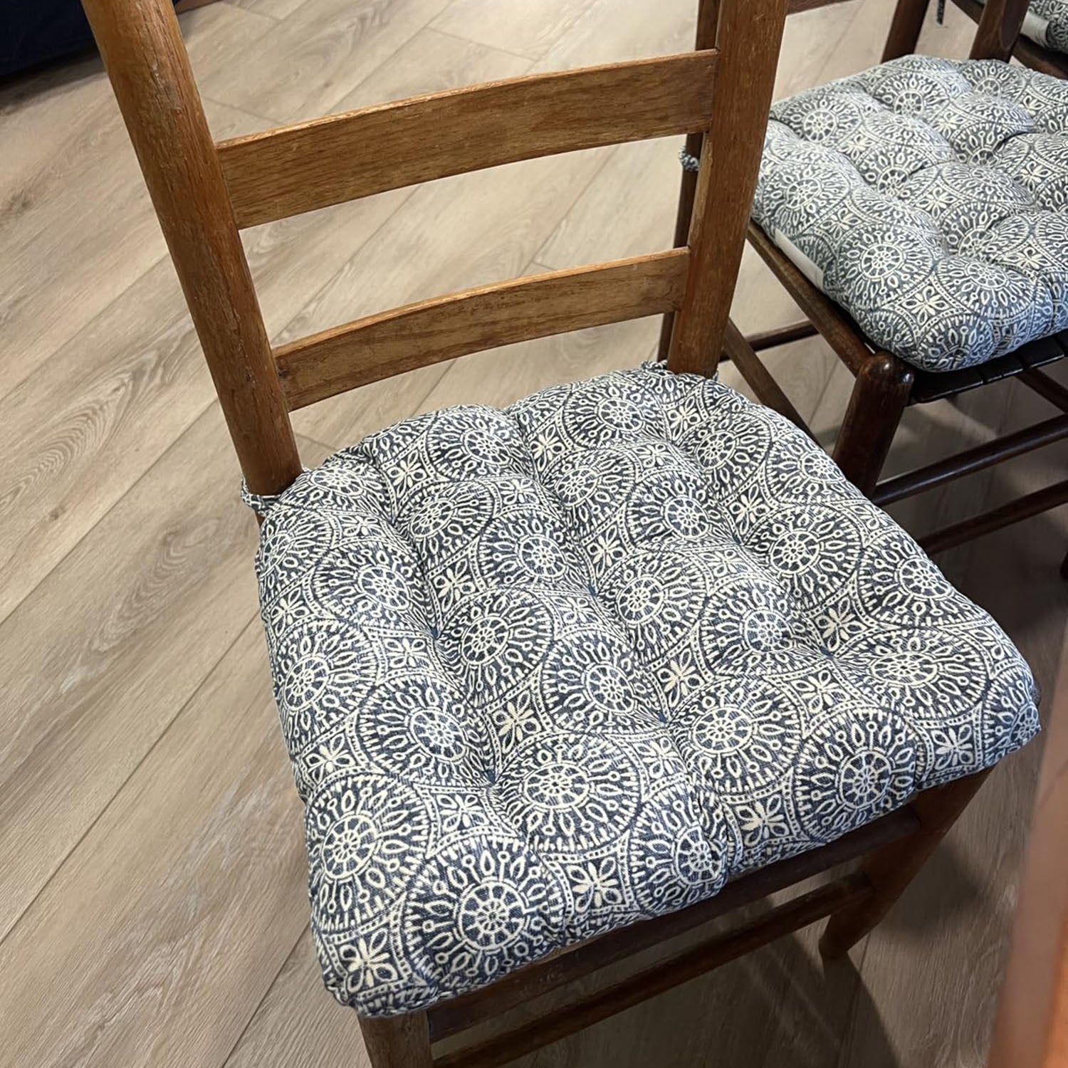 Tibet Blue Dining Chair Pad - Latex Foam Fill - Made in USA