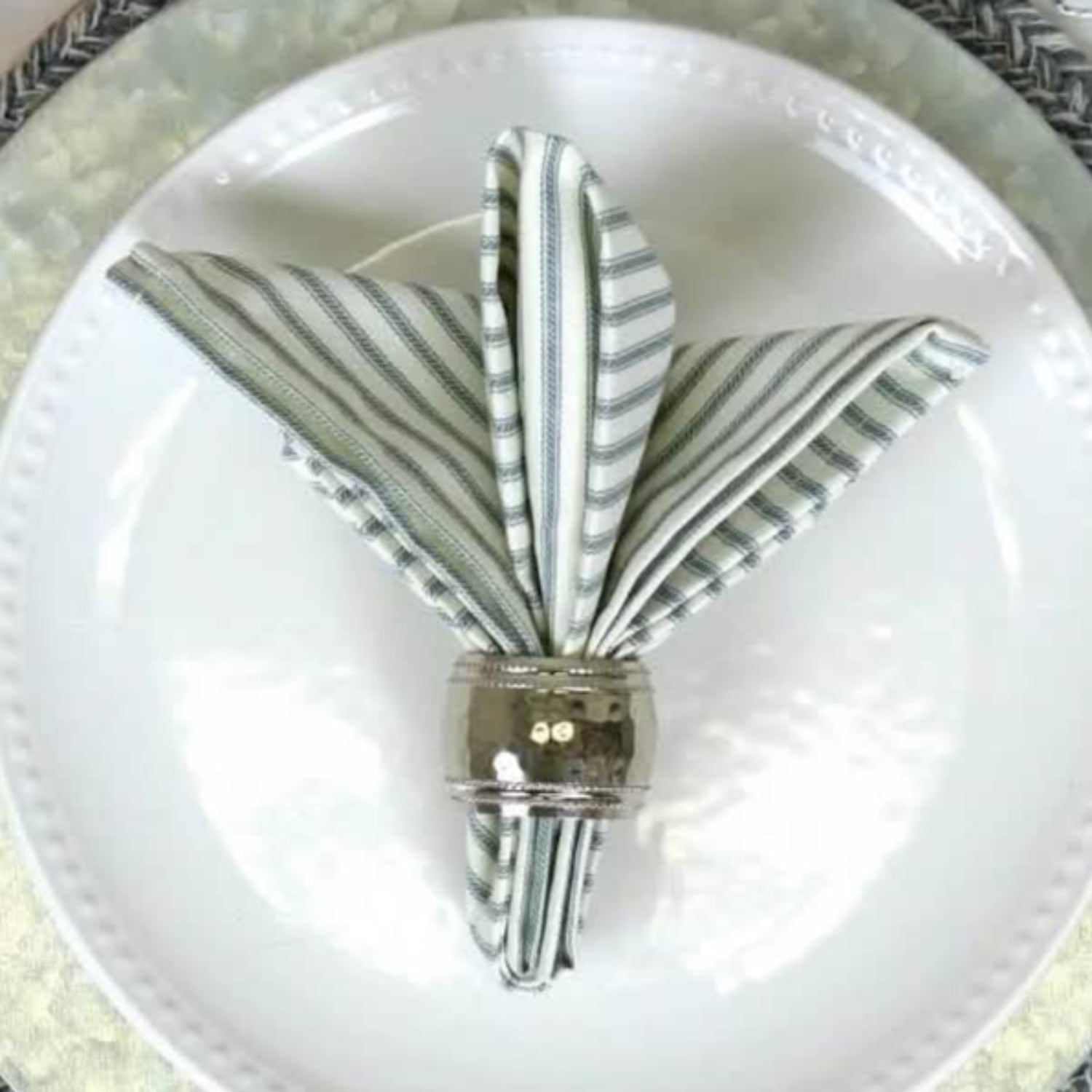 blue ticking stripe cloth napkin