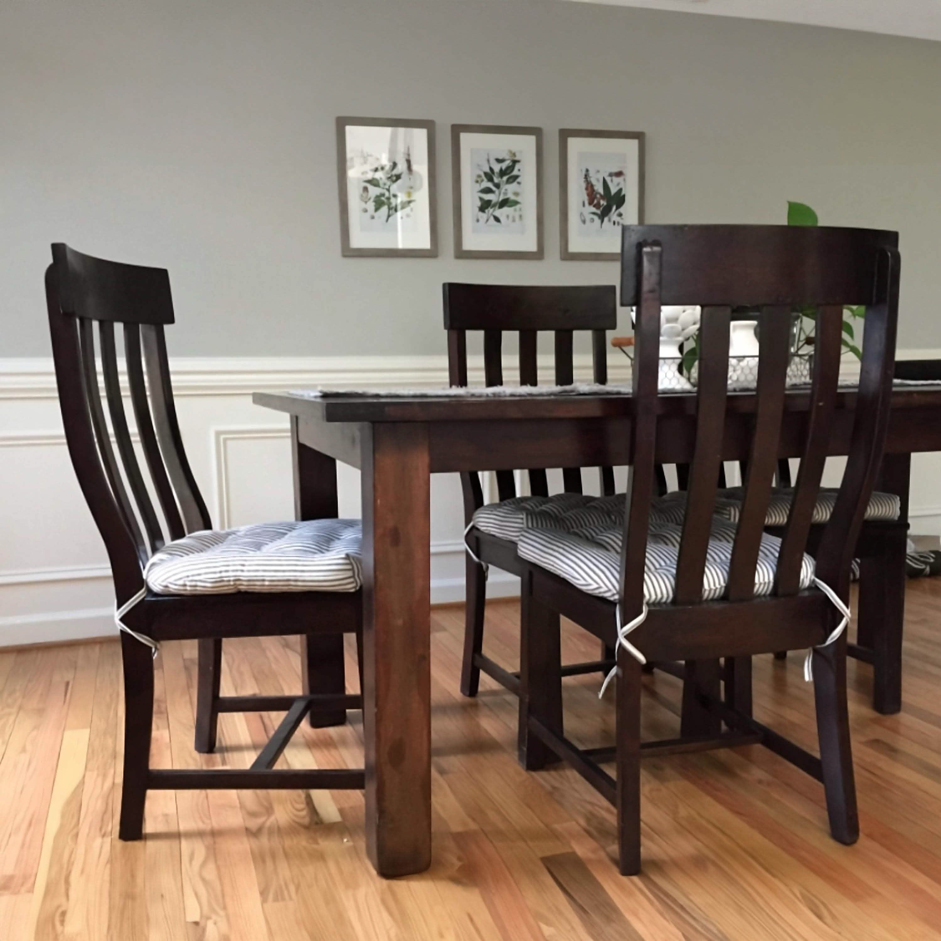 Dining Chair Cushion with Ties - 100% Cotton, U Shaped Seat Cushion, Machine Washable Chair Pads, Made in USA - Americana Kitchen Chair Cushions