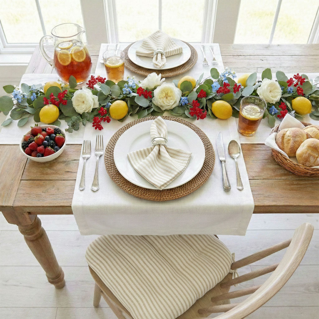 Ticking Stripe Natural Cloth Napkins Set of 4