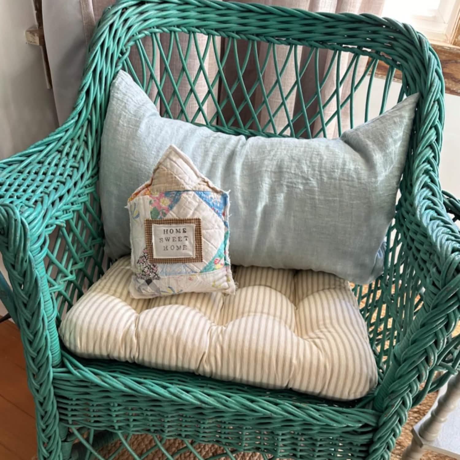 Ticking Stripe Natural Dining Chair Pad - Latex Foam Fill