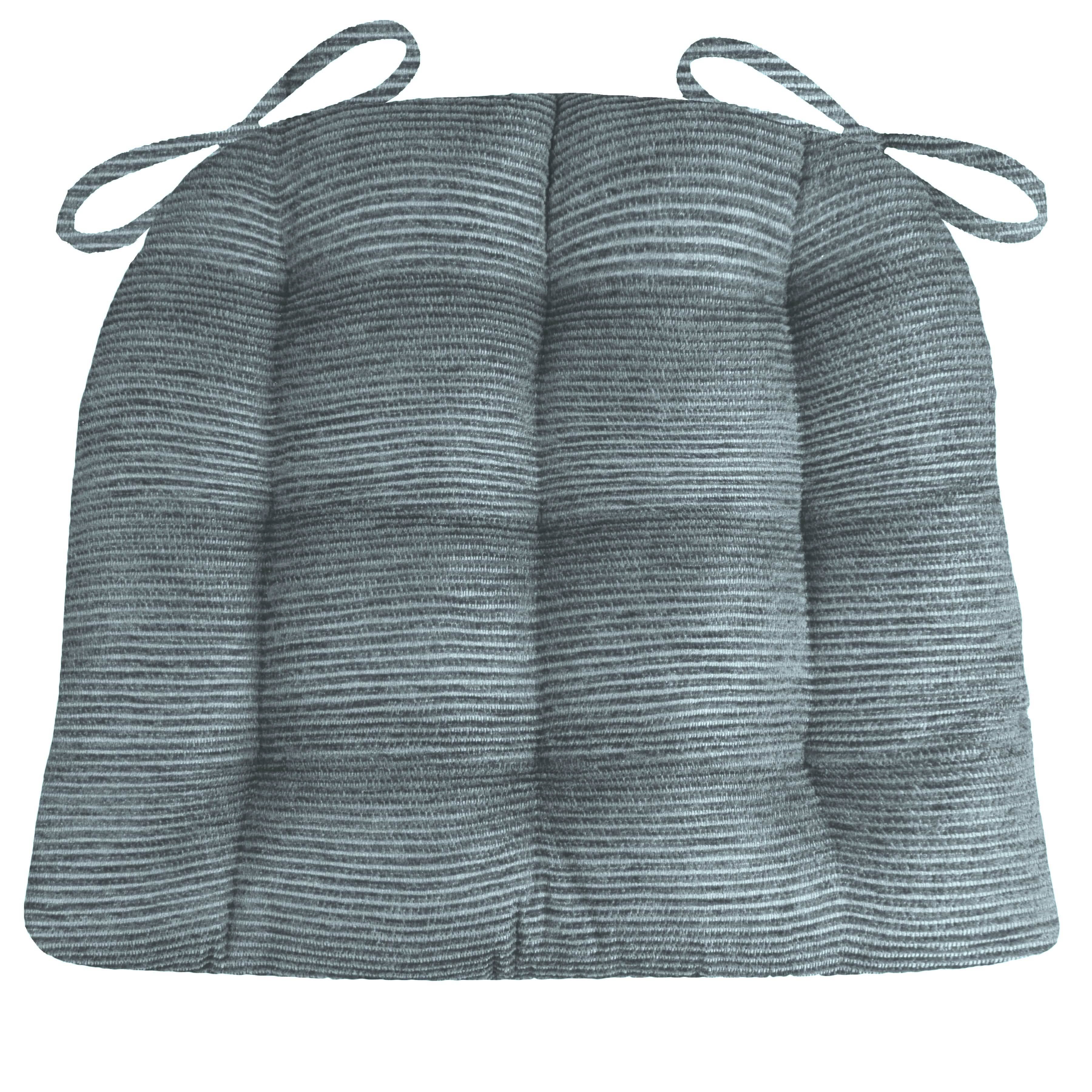 Chenille Rib Moonlit Bay Dining Chair Pad with Ties - Latex Foam Fill