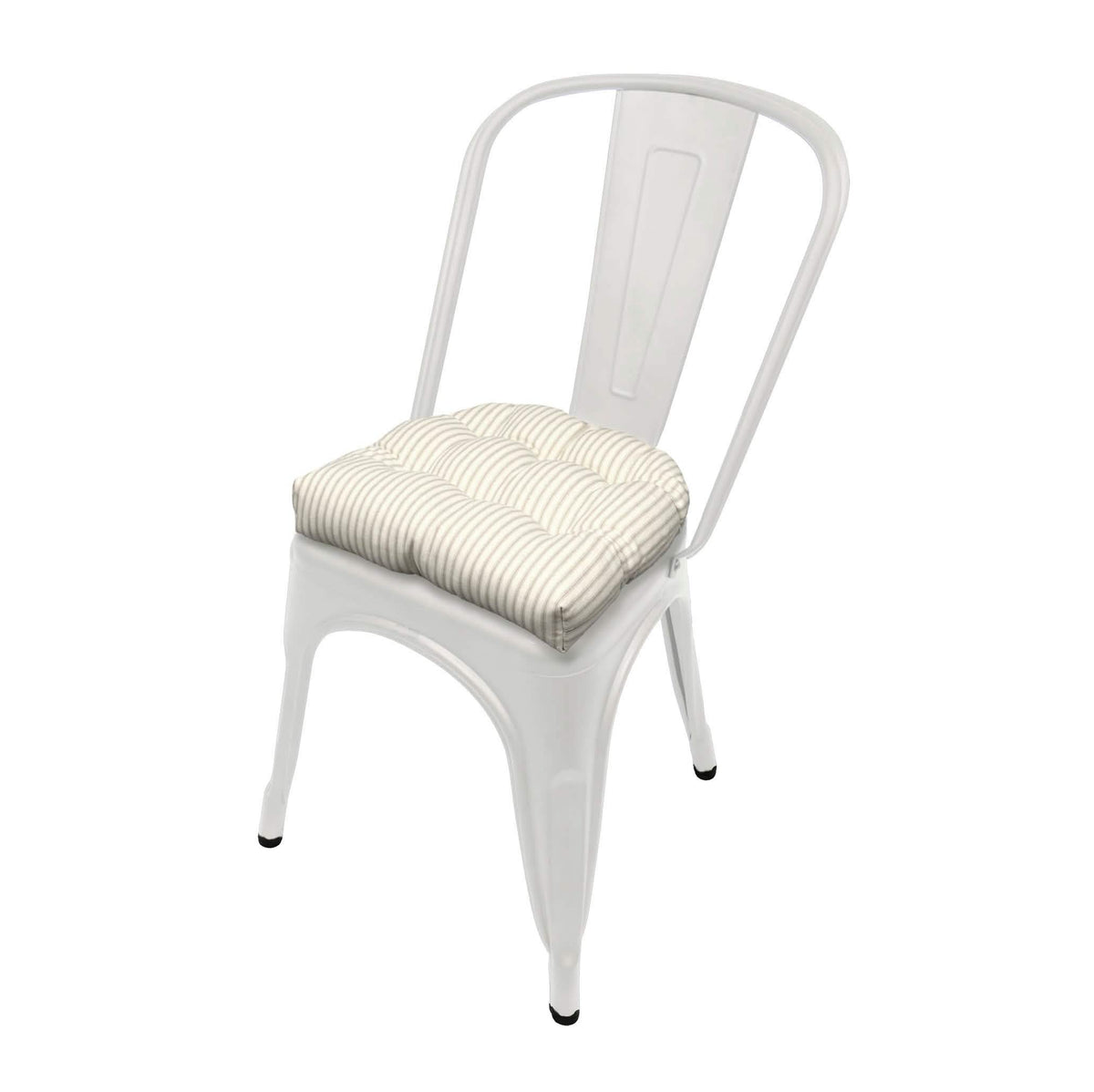 Ticking Stripe Natural Industrial Chair Cushion - Latex Foam Fill - Barnett Home Decor