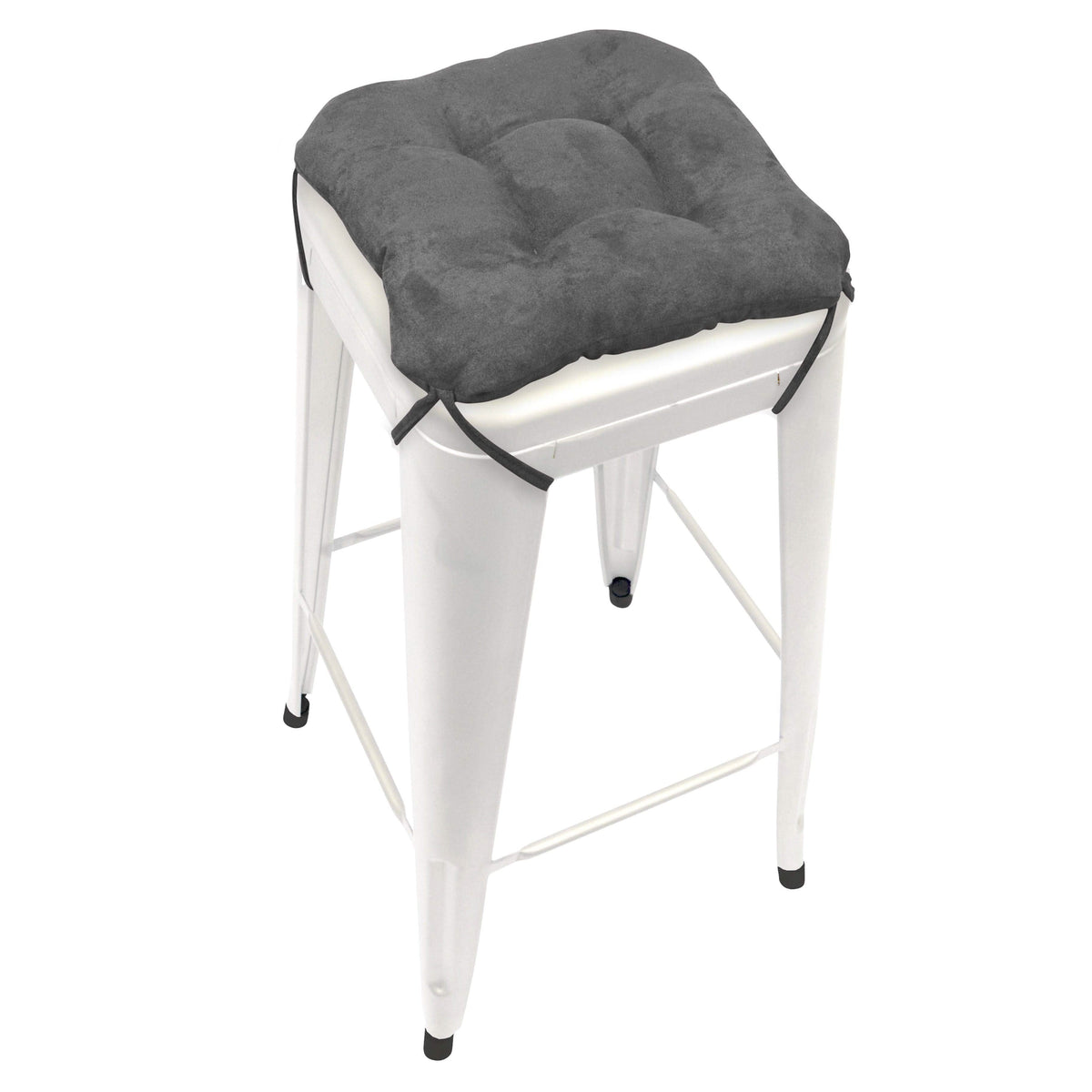 Micro-suede Grey Square Industrial Bar Stool Cushion - Latex Foam Fill - Barnett Home Decor