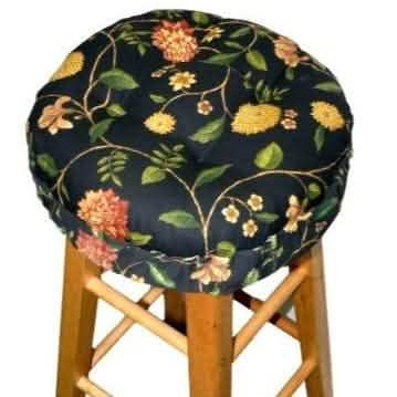 Nassau Vine Onyx Black Bar Stool Pad | Barnett Home Decor | Black, Red, Yellow, & Green