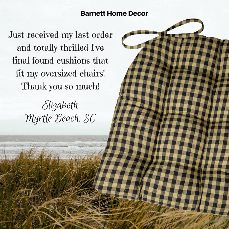 Checkers Black and Tan Chair Cushion Testimonial