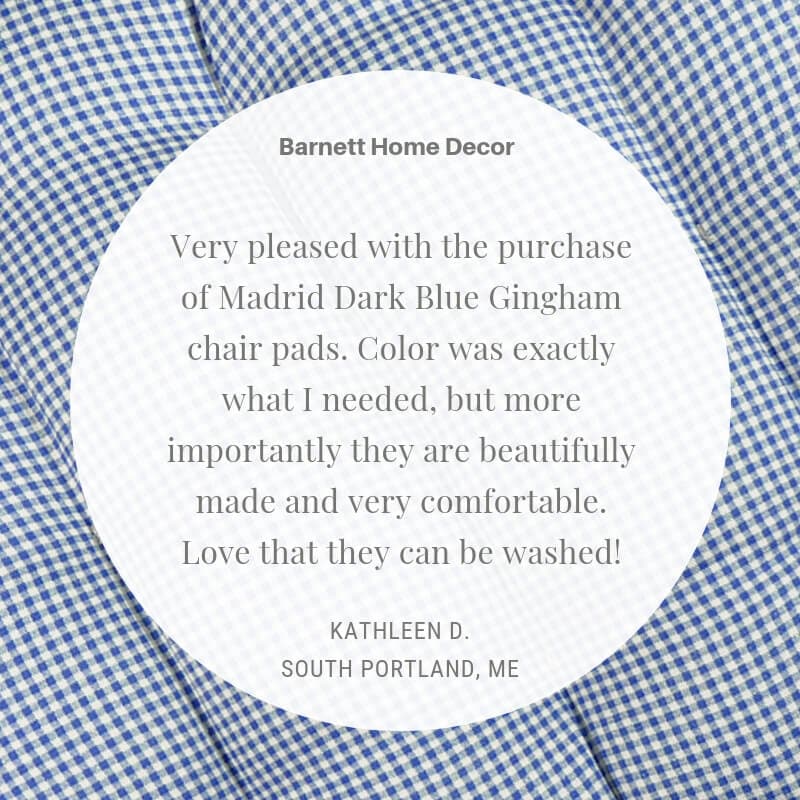 Madrid Dark Blue Gingham Dining Chair Pads Customer Testimonial