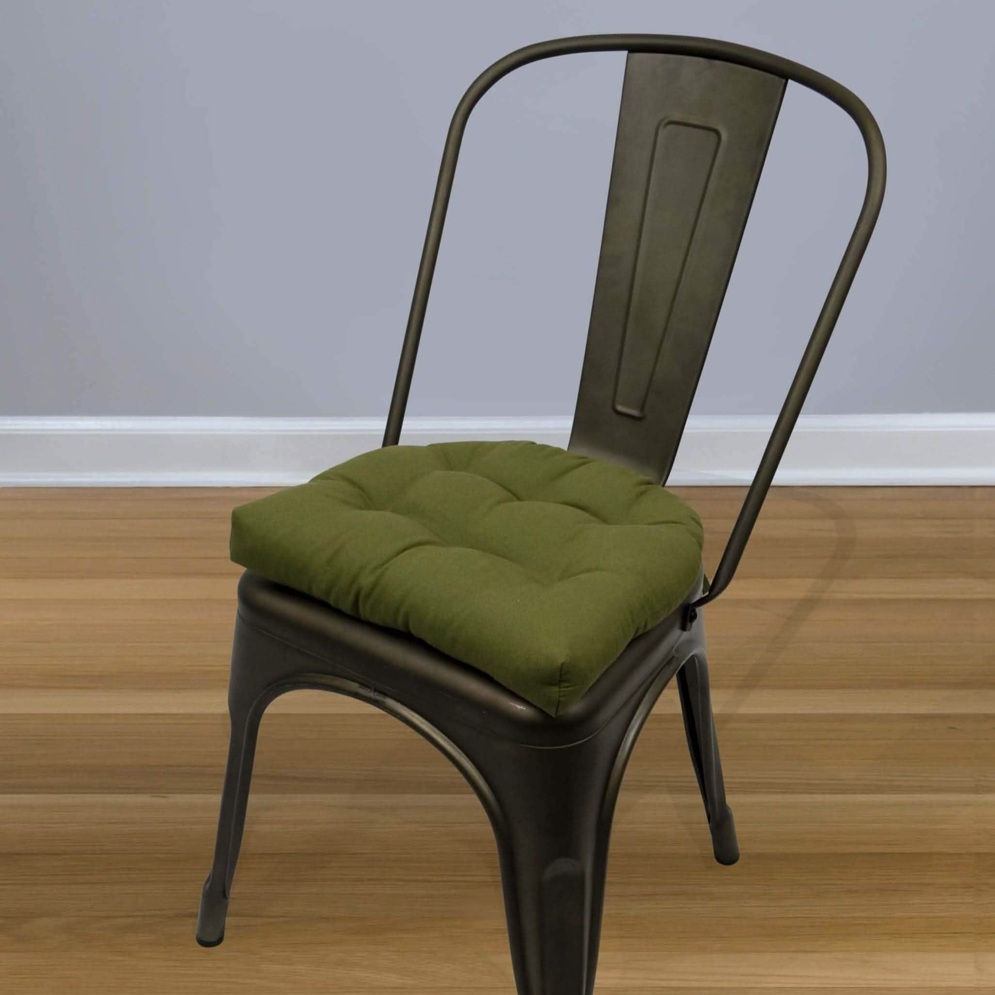 Cotton Duck Boxwood Green Industrial Chair Cushion - Latex Foam Fill - Barnett Home Decor - Olive
