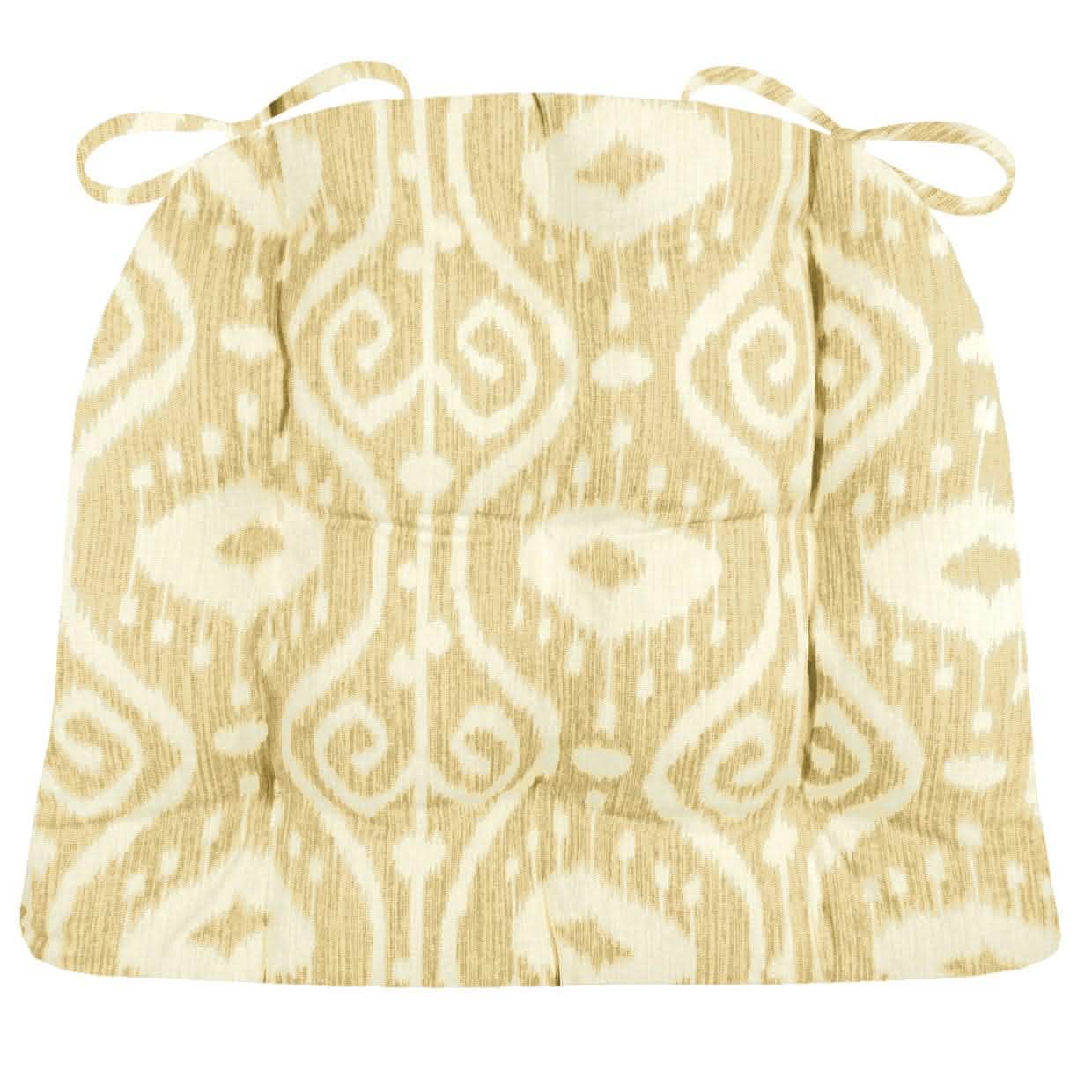 Bali Ikat Wheat Dining Chair Pad - Latex Foam Fill - Ikat Scroll Discontinued