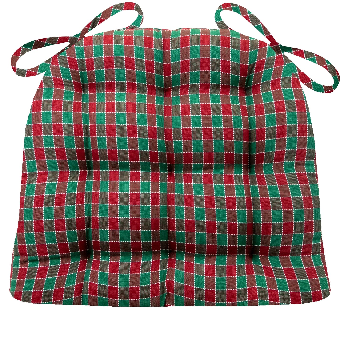 Checkers Red and Green Chair Pad - Latex Foam Fill