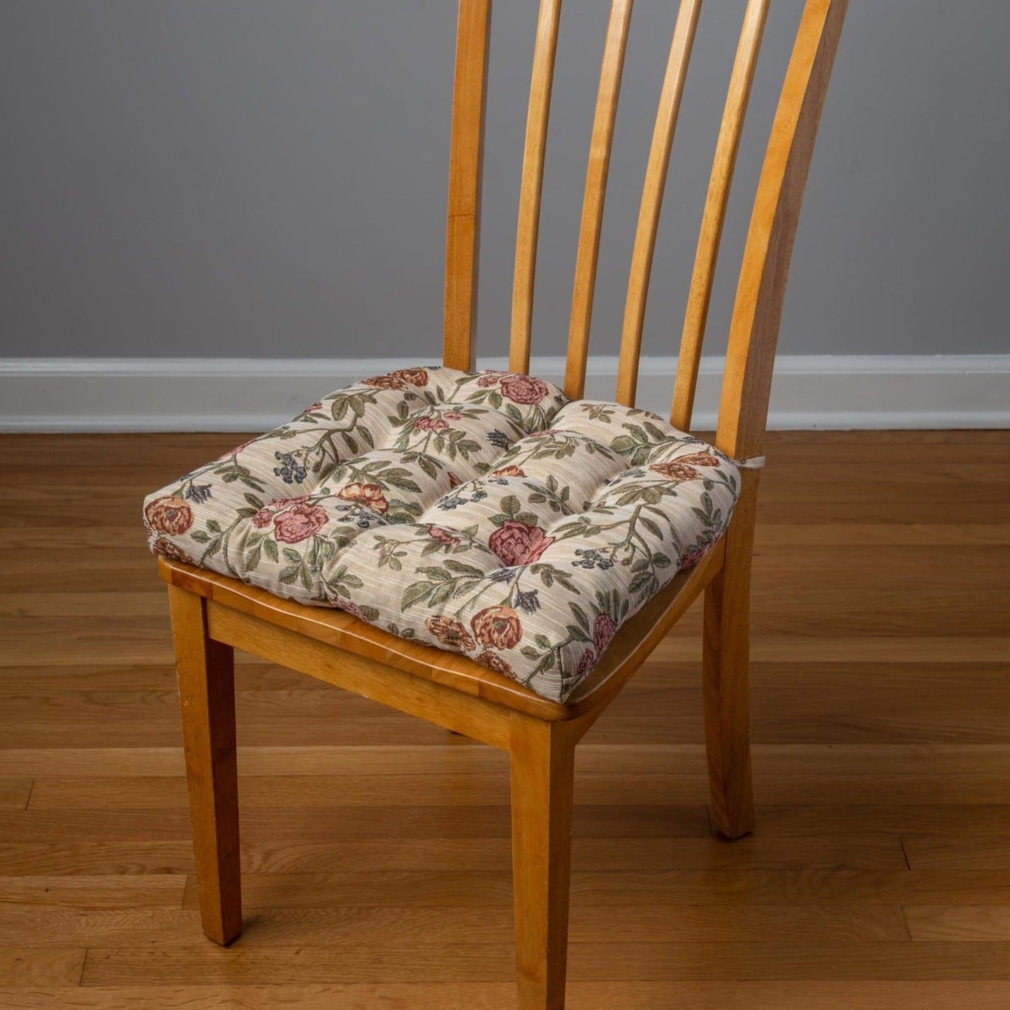 La Belle Floral Dining Chair Cushions | Barnett Home Decor | Red, Gold, & Green Paisley