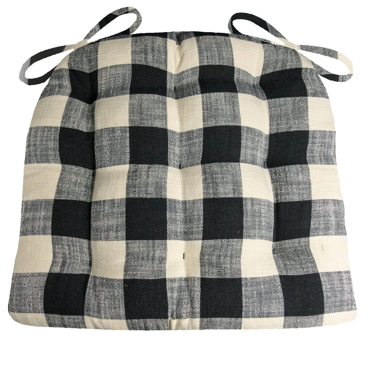 Buffalo Check Black & White Dining Chair Cushions - Barnett Home Decor - Black & White