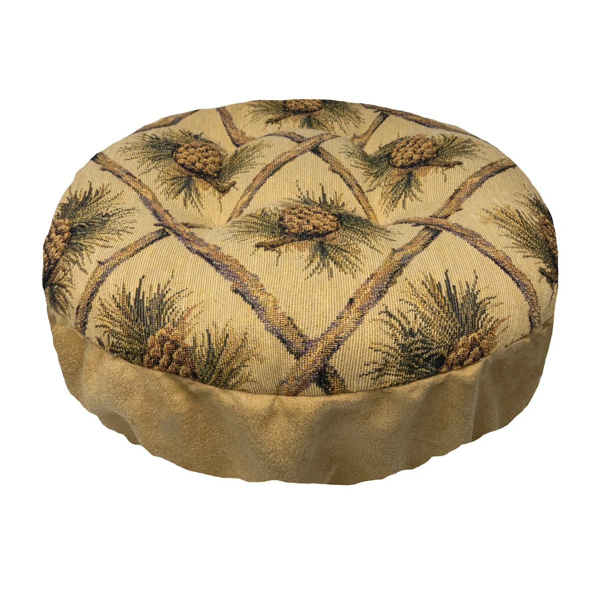 Wilderness Pinecones Beige Bar Stool Pad | Barnett Home Decor | Yellow, Green, & Brown