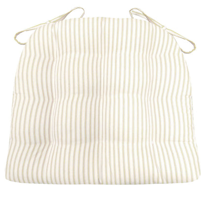 Ticking Stripe Natural Dining Chair Cushions - Barnett Home Decor - Beige & White - Ivory - Cream