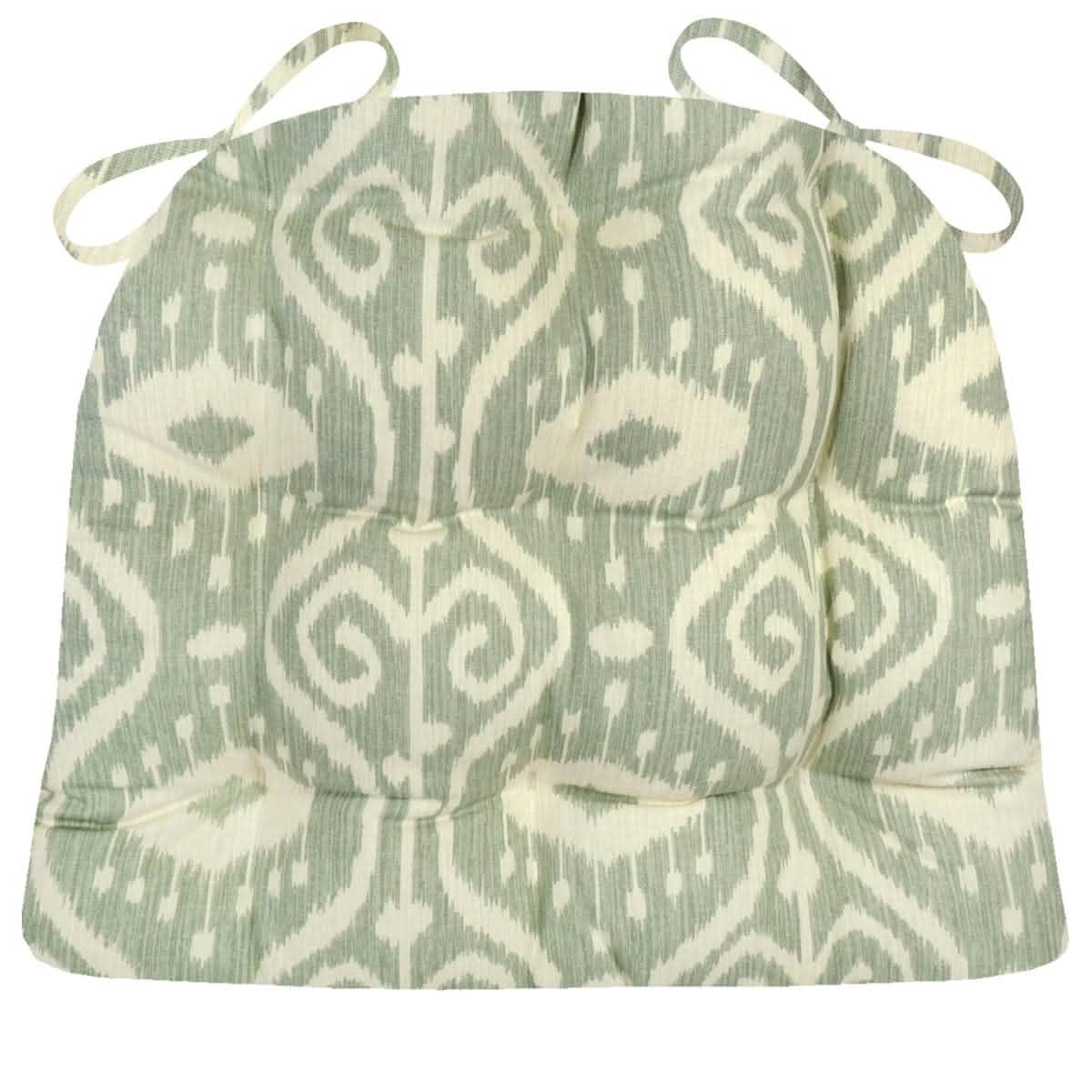 Bali Ikat Spa Dining Chair Pad - Latex Foam Fill - Ikat Scroll