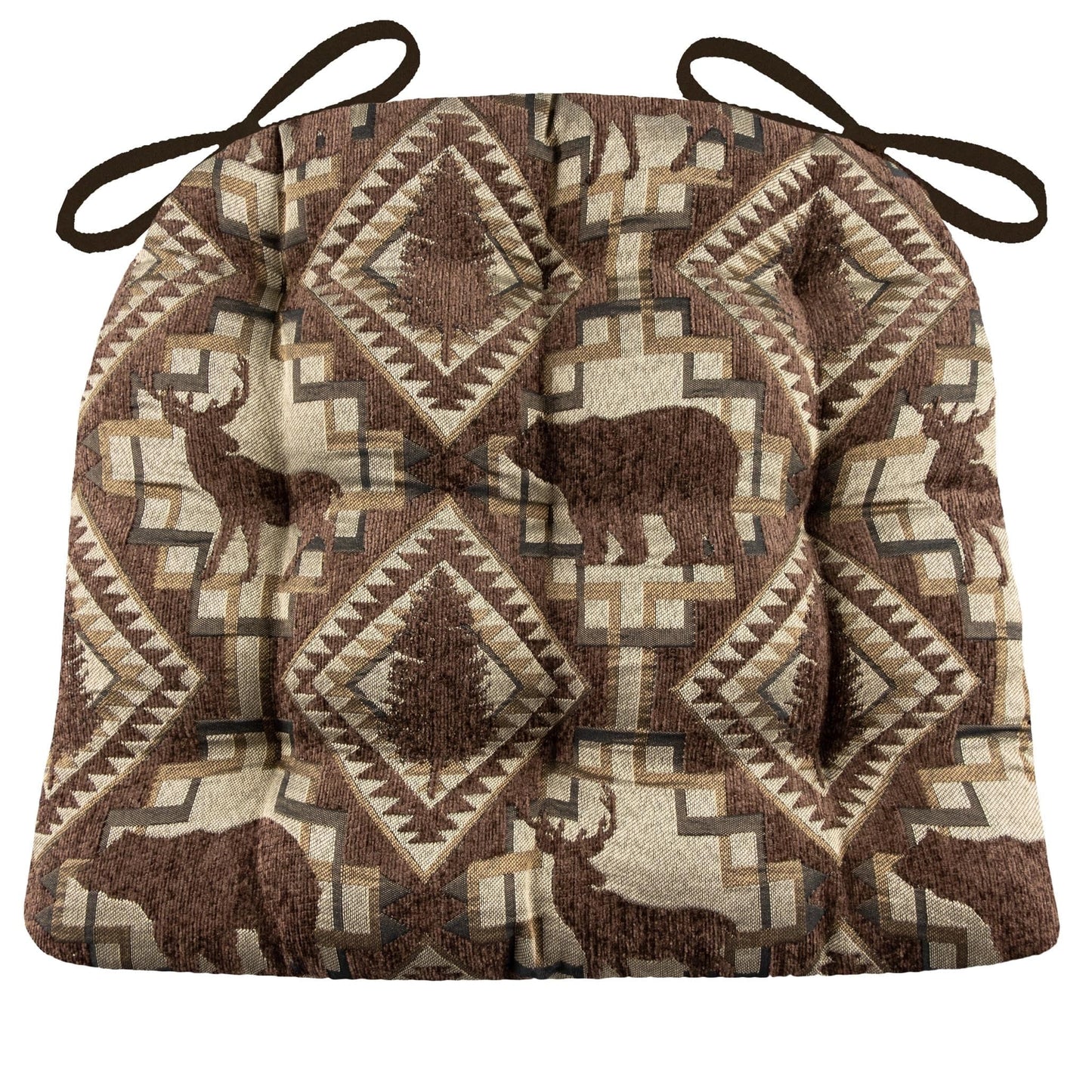 Woodlands Larston Bark Dining Chair Cushions - Barnett Home Decor - Brown & Beige - Animals - Nature - Wildlife - Bears - Moose - Deer - Rustic - Hunting - Fishing - Cabin