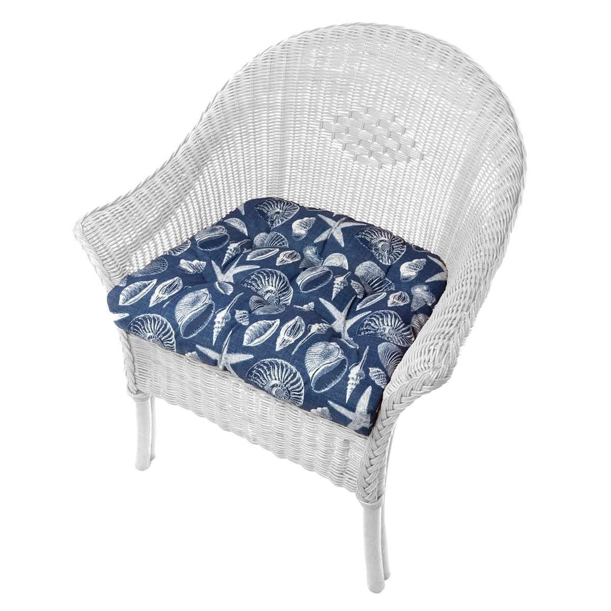 Shoreline Navy Blue Patio Chair Cushions | Wicker Chair Cushions - Adirondack Chair Cushions | Barnett Home Decor | Navy Blue & White | Aquatic | Oceanic | Coastal | Beach