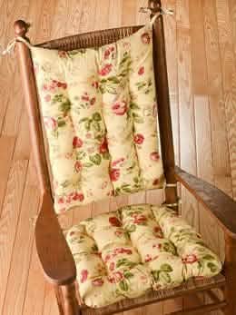 Bethany Yellow Floral Rocking Chair Cushions - Machine Washable