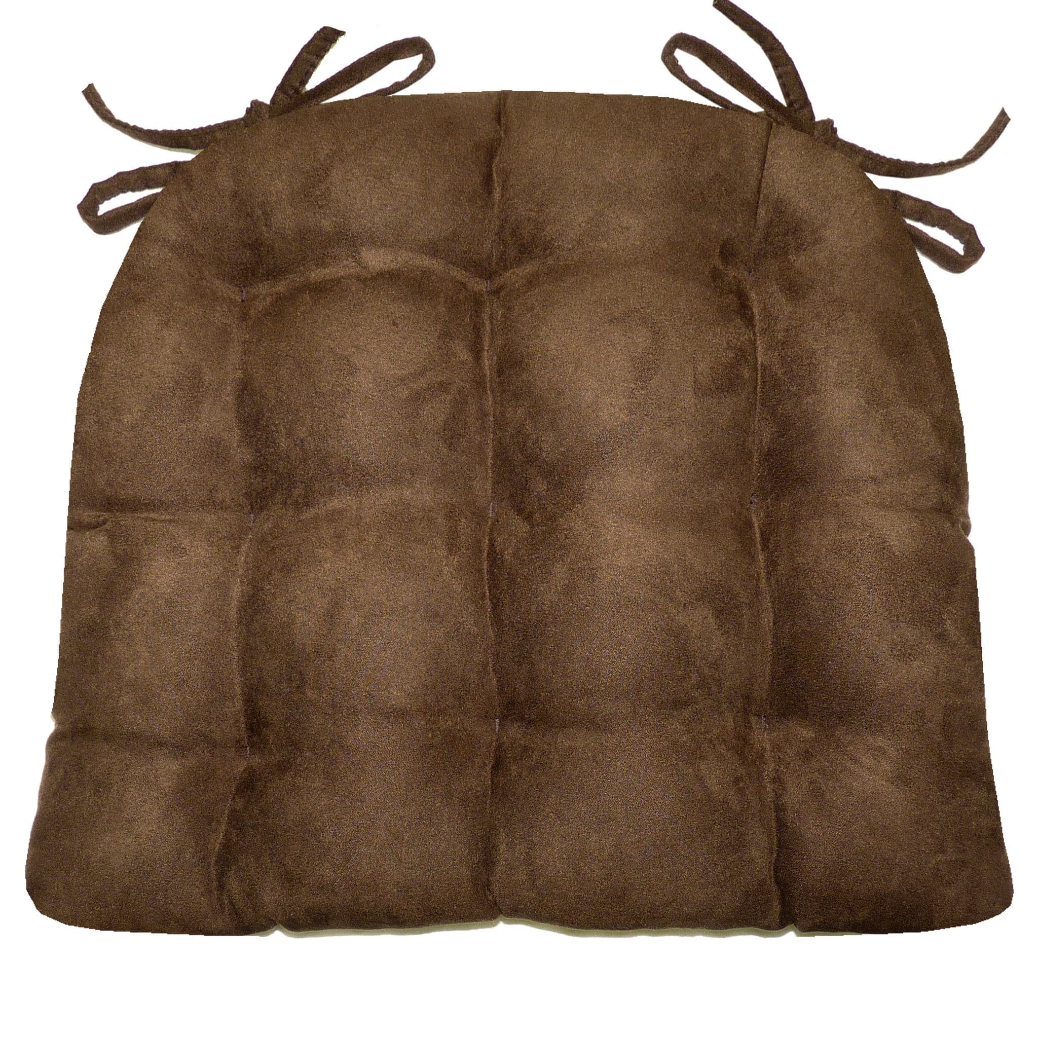 Micro Suede Coffee Bean Brown Dining Chair Pad with Ties Latex