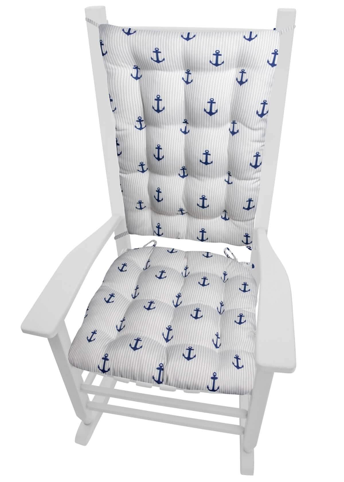Anchors Stripe Porch Rocker Cushions - Latex Foam Fill