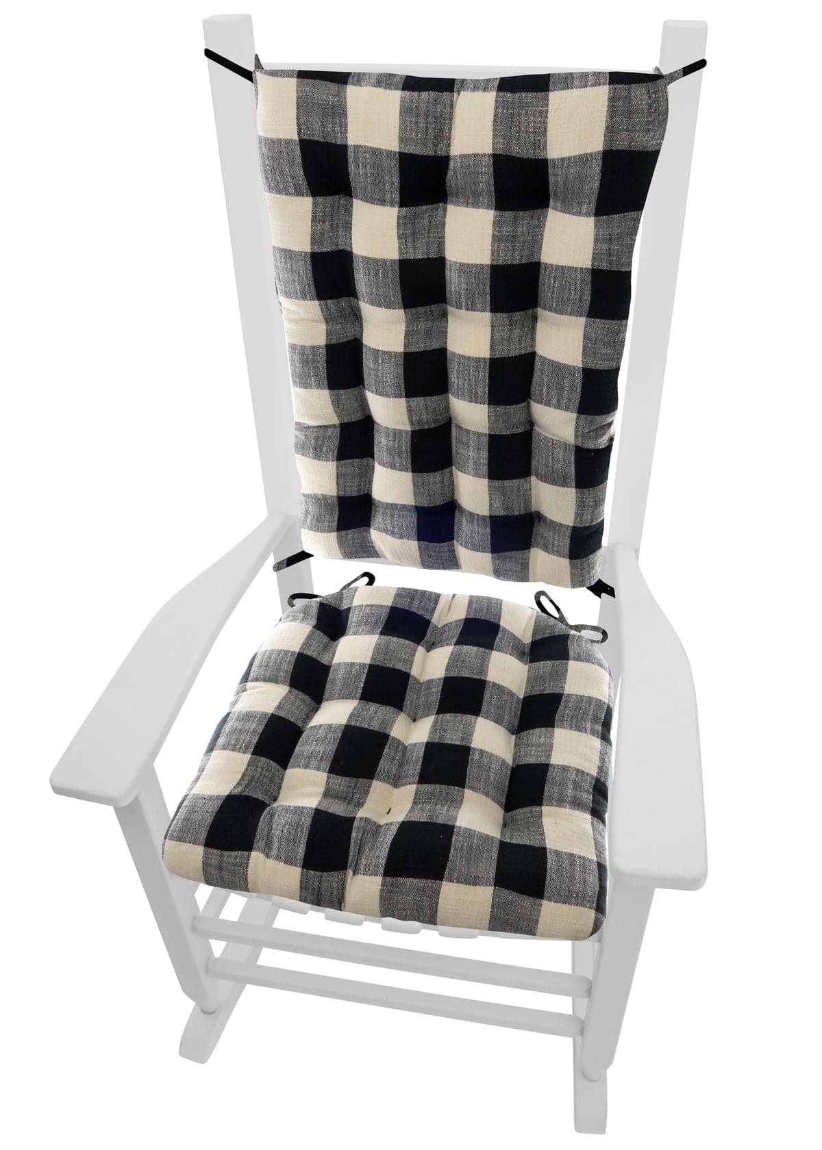 Pastoral Buffalo Check Rocking Chair Cushion Set - Latex Foam Fill - Reversible