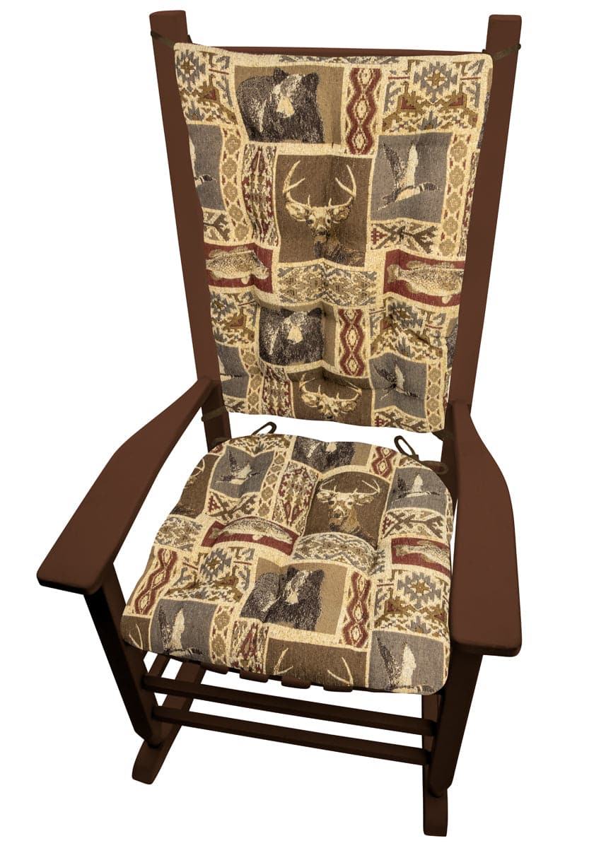 Wilderness Mountain View Rocking Chair Pads - Barnett Home Decor - Brown, Red, & Beige