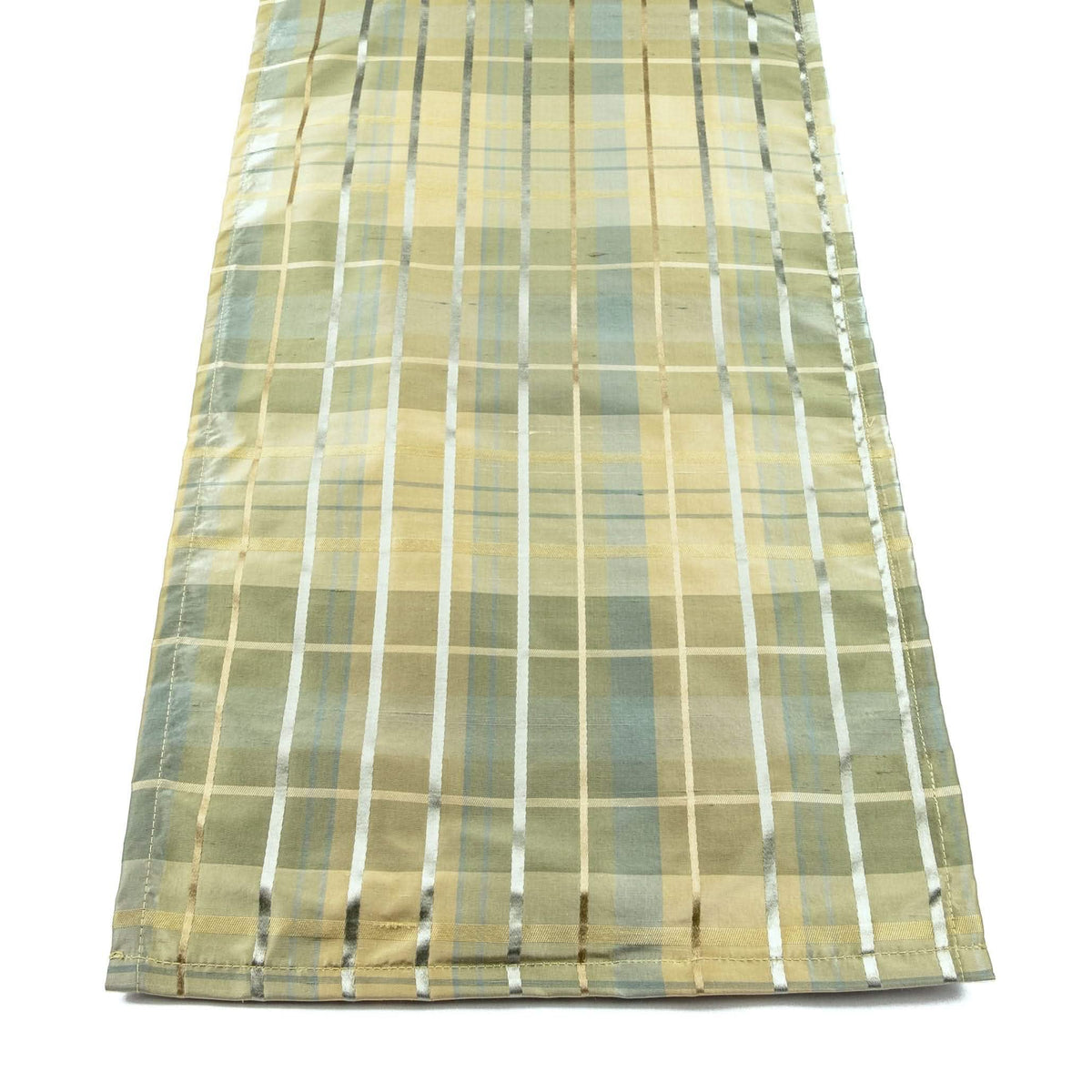 Silk Plaid Aqua 72" Table Runner - Rectangle - Hemmed