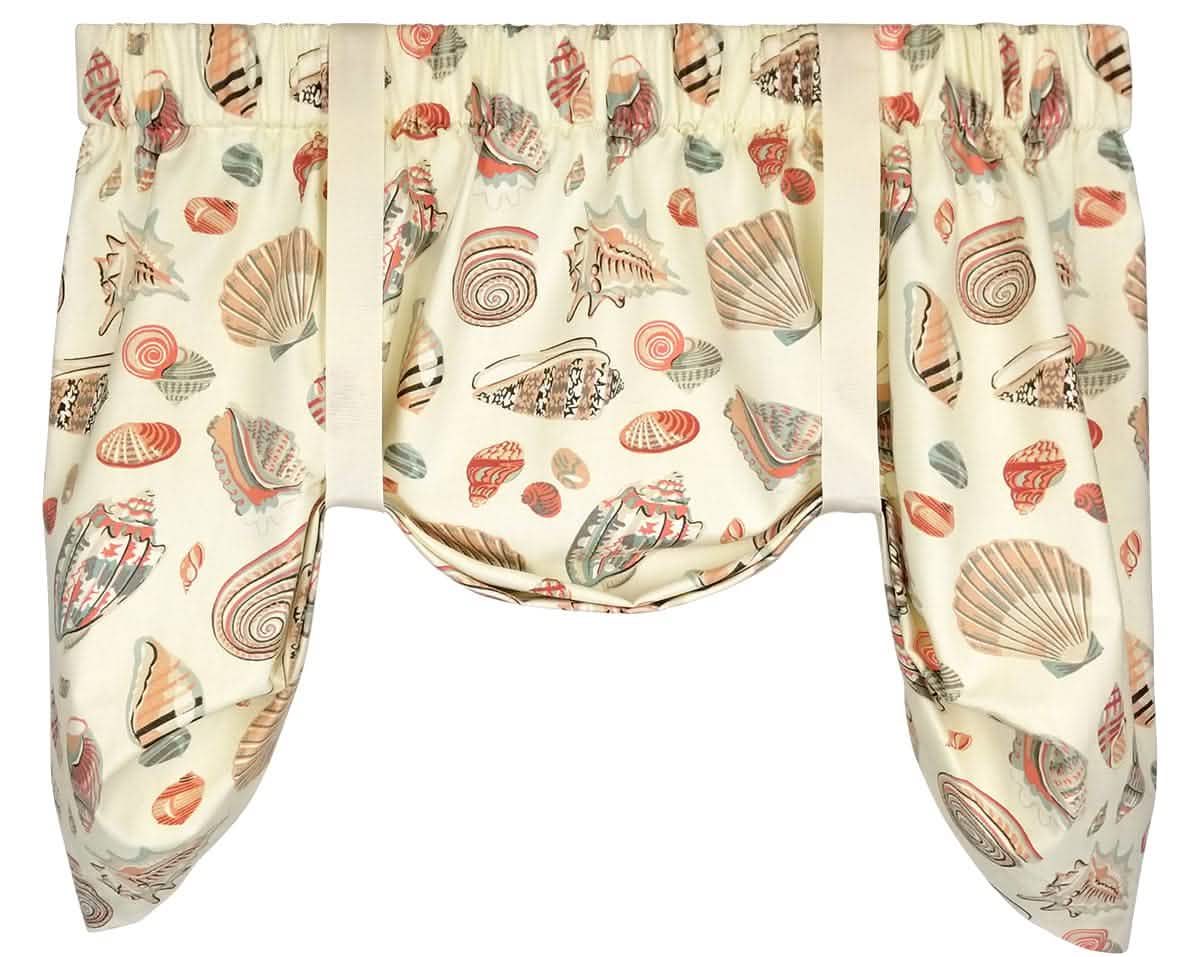 Shells at Low Tide Tie-Up Valance or Tier Curtain Window Treatments - Beach Decor