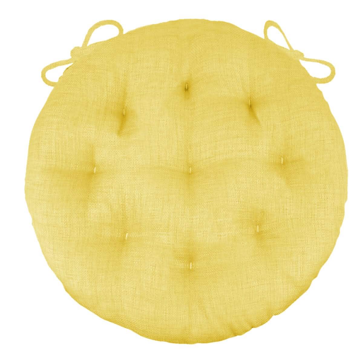 Rave Yellow Gold Bistro Chair Pad - 16" Round Cushion with Ties -Barnett Home Decor - Indoor/Outdoor