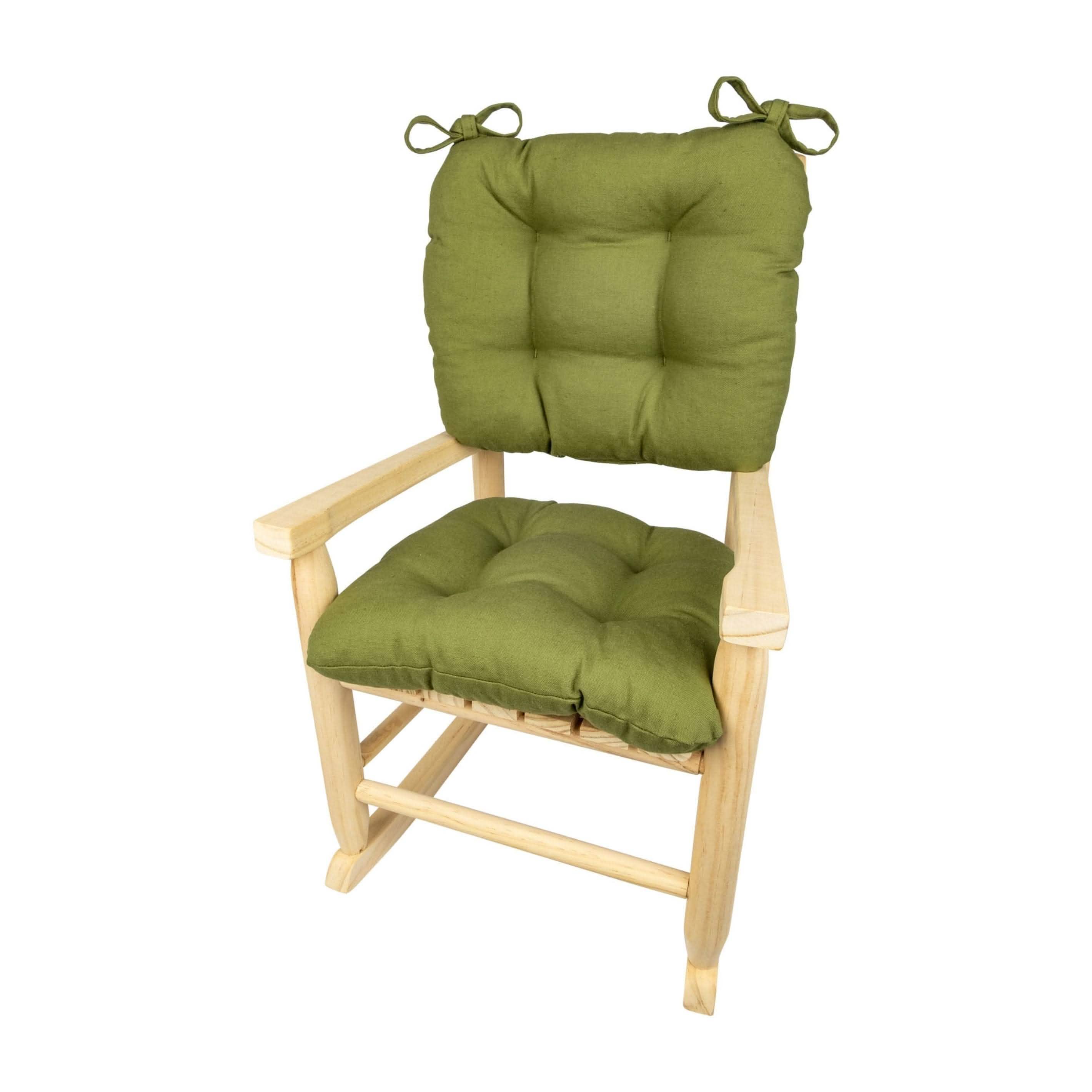 Child Rocking Chair Cushions - Cotton Duck Boxwood Green - Made in USA - Machine Washable