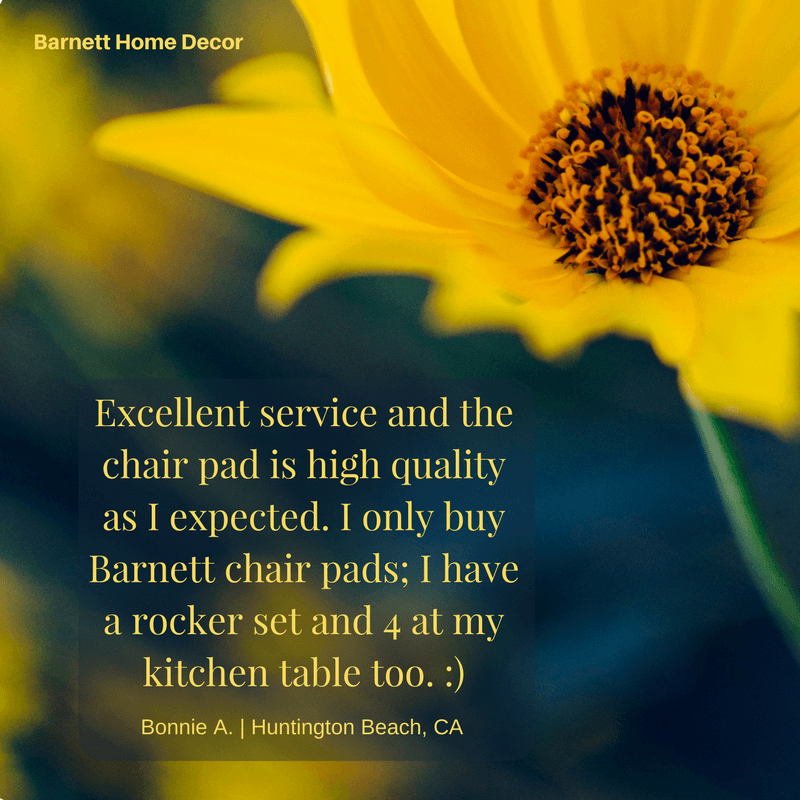 Barnett Home Decor | Cotton Duck Yellow Dining Chair Pad | Customer Testimonial "Excellent service and the chair pad is high quality"