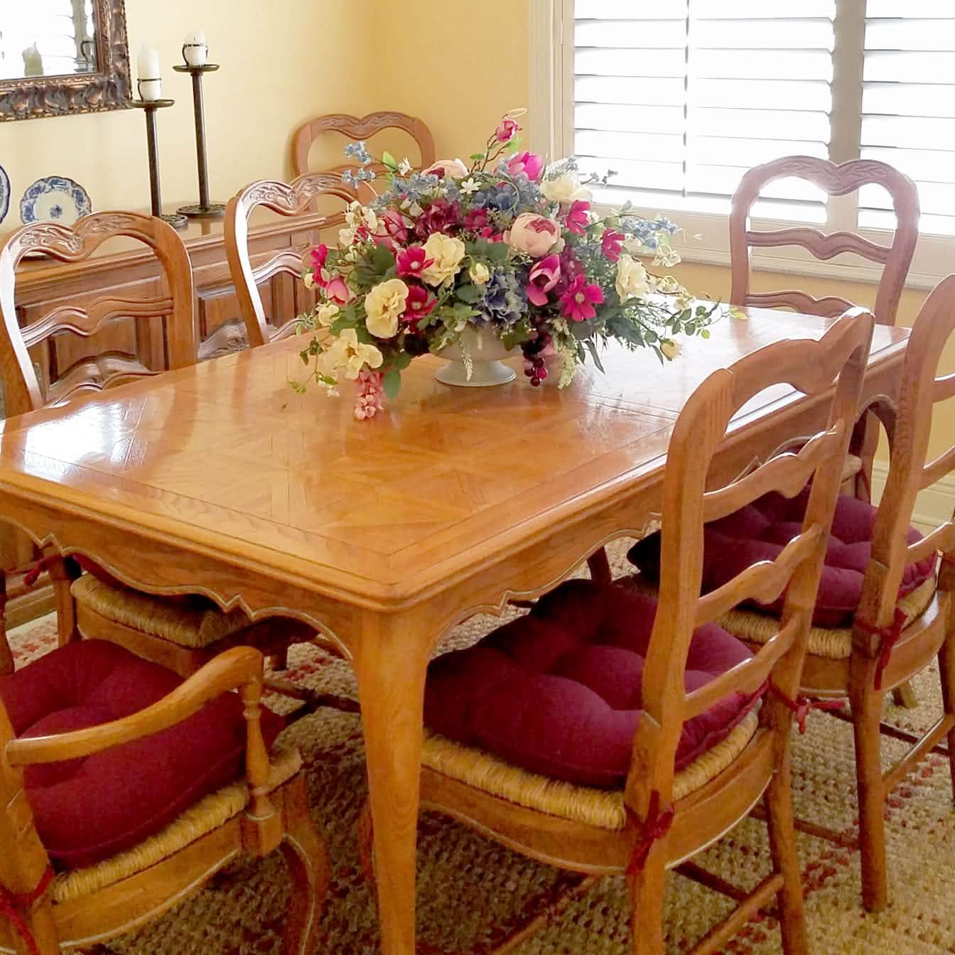 Welted Dark Red Kitchen Chair Pads