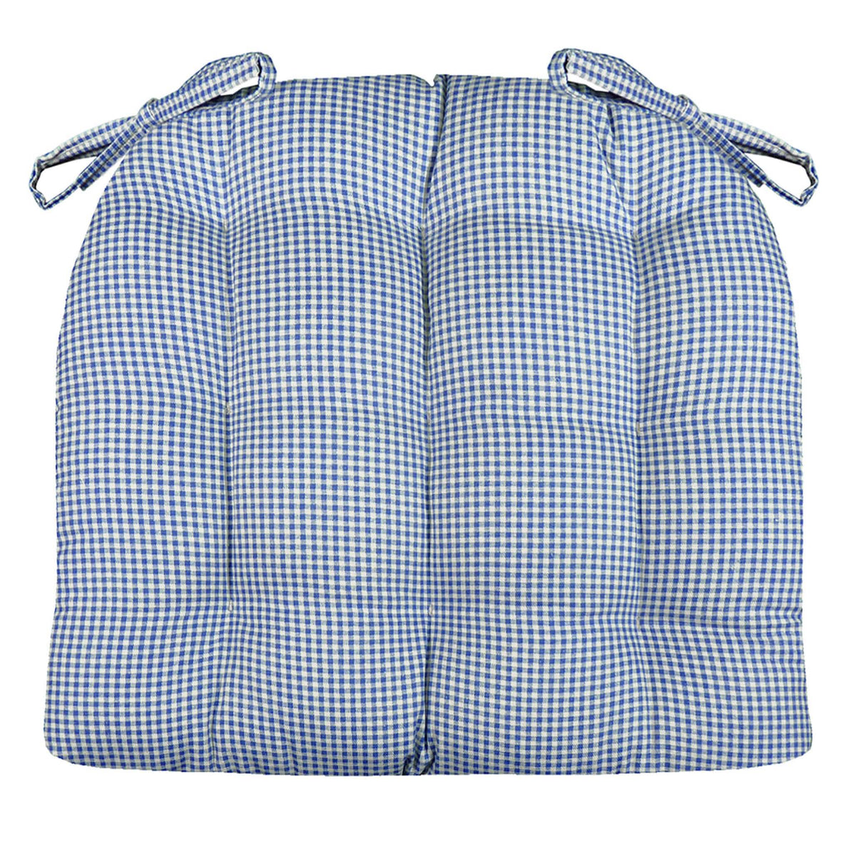 Madrid Dark Blue Gingham Dining Chair Cushions - Barnett Home Decor - Blue & White