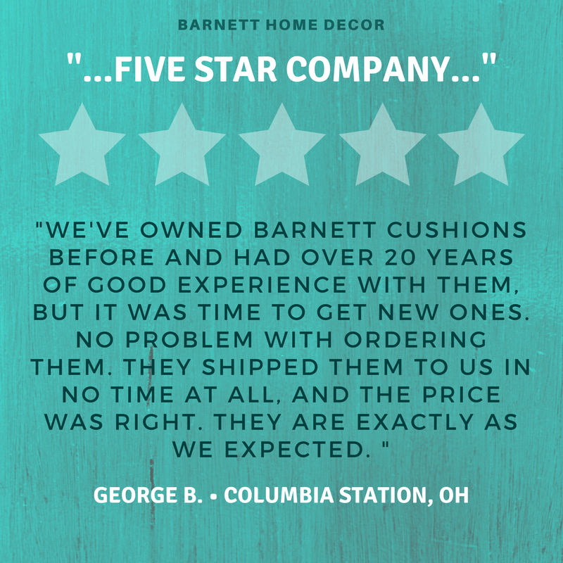 Hayden Turquoise Dining Chair Cushions Customer Testimonial "We've had over 20 years of good experiences with them"