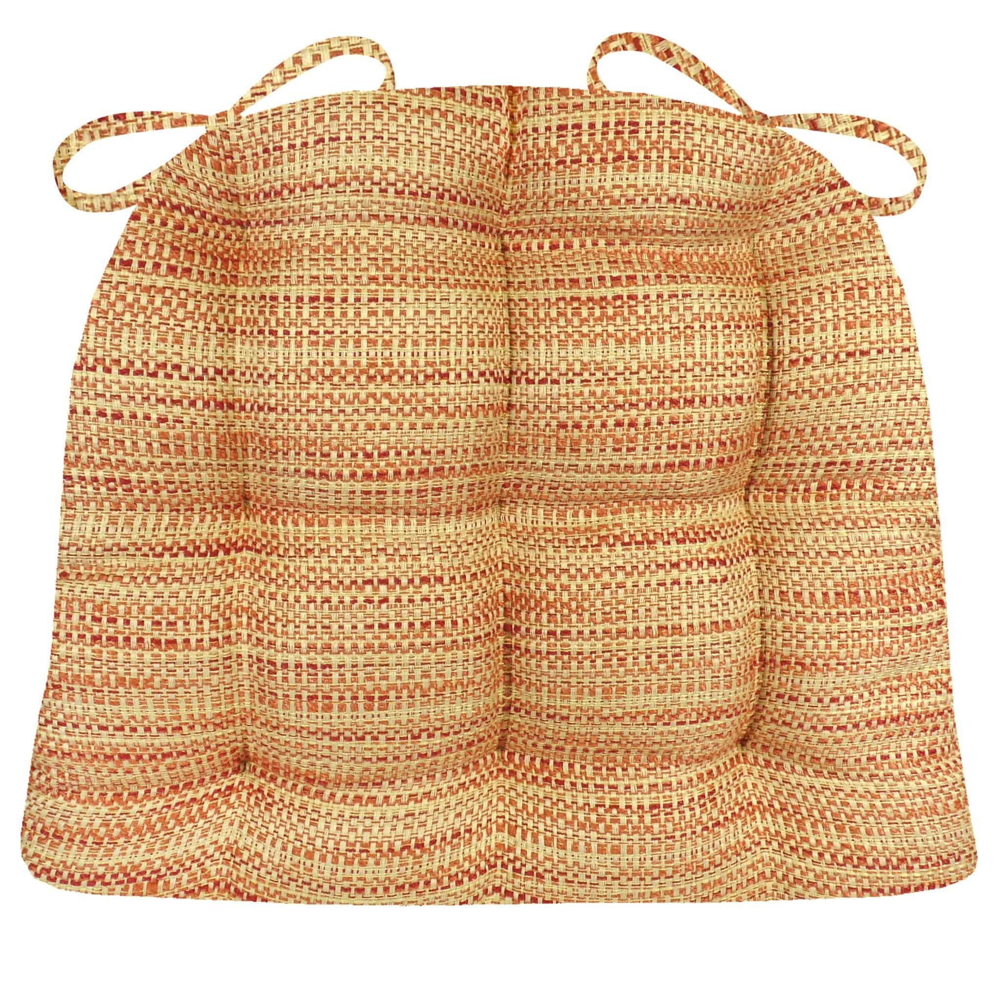 Brisbane Salsa Tweed Dining Chair Cushions - Barnett Home Decor - Red & Tan