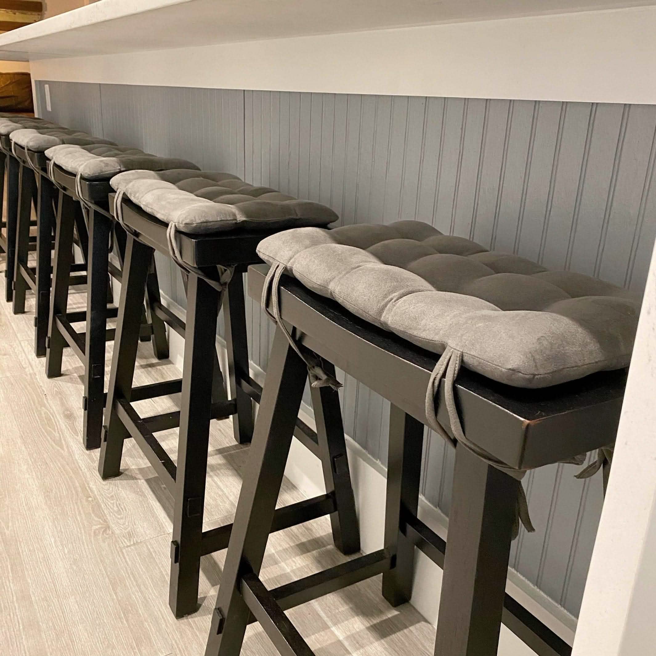 Micro-Suede Grey Saddle Stool Cushions - Gaucho Stool / Satori Seat Cushions