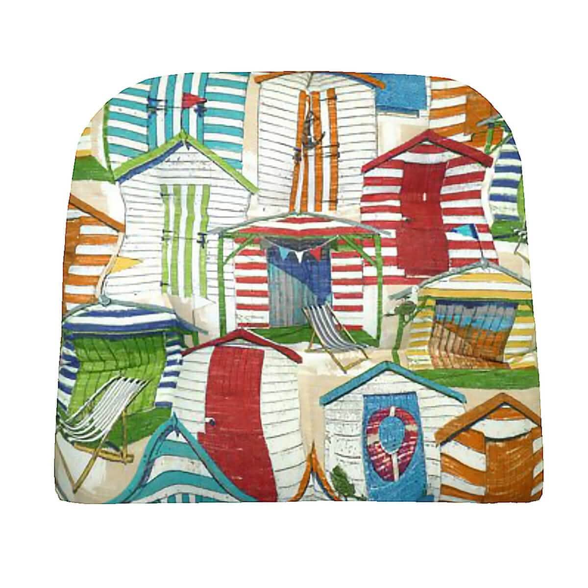 Beach Huts Multi Dining Chair Cushion (no ties) | Barnett Home Decor