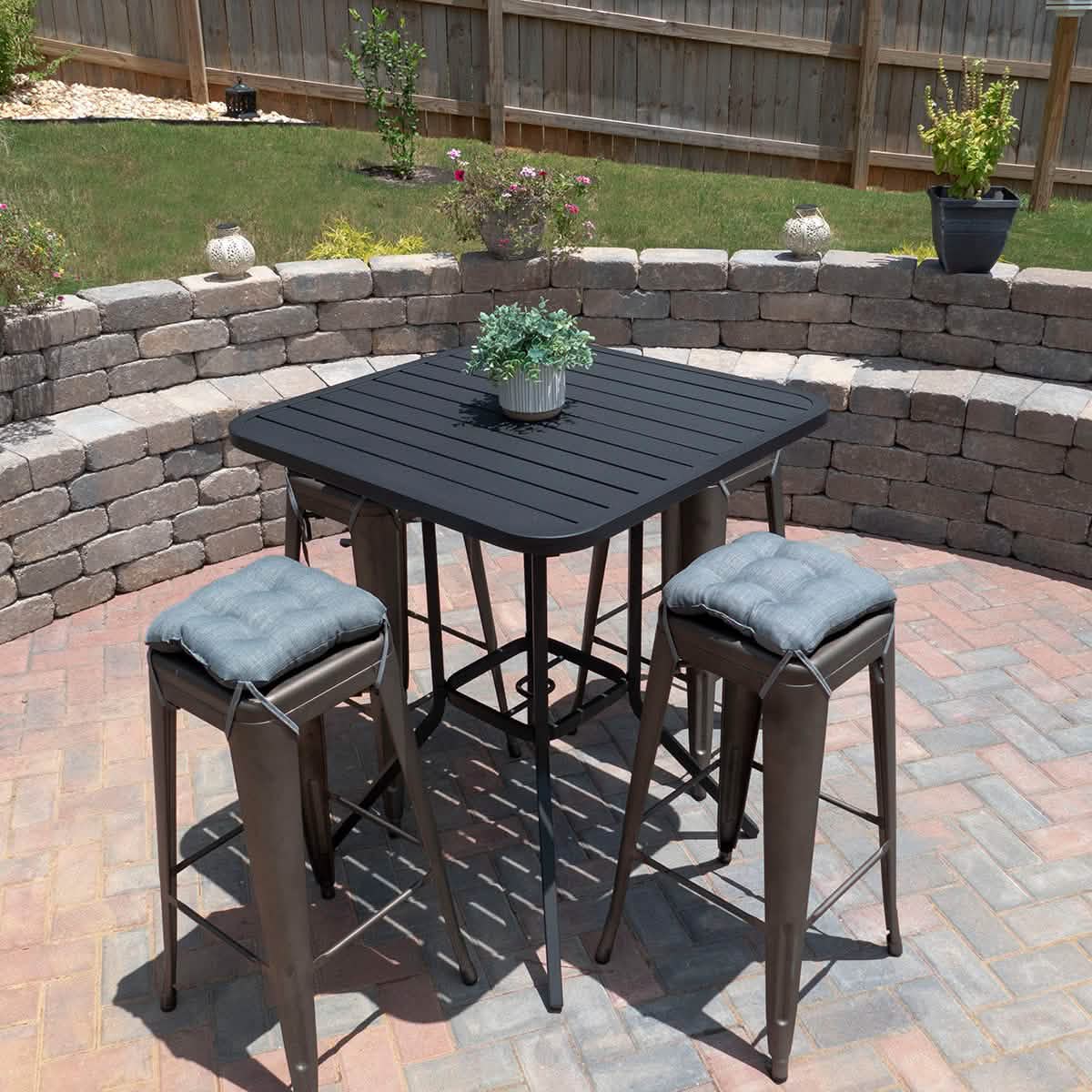 Rave Graphite Grey Square Industrial Bar Stool Cushion - 12"