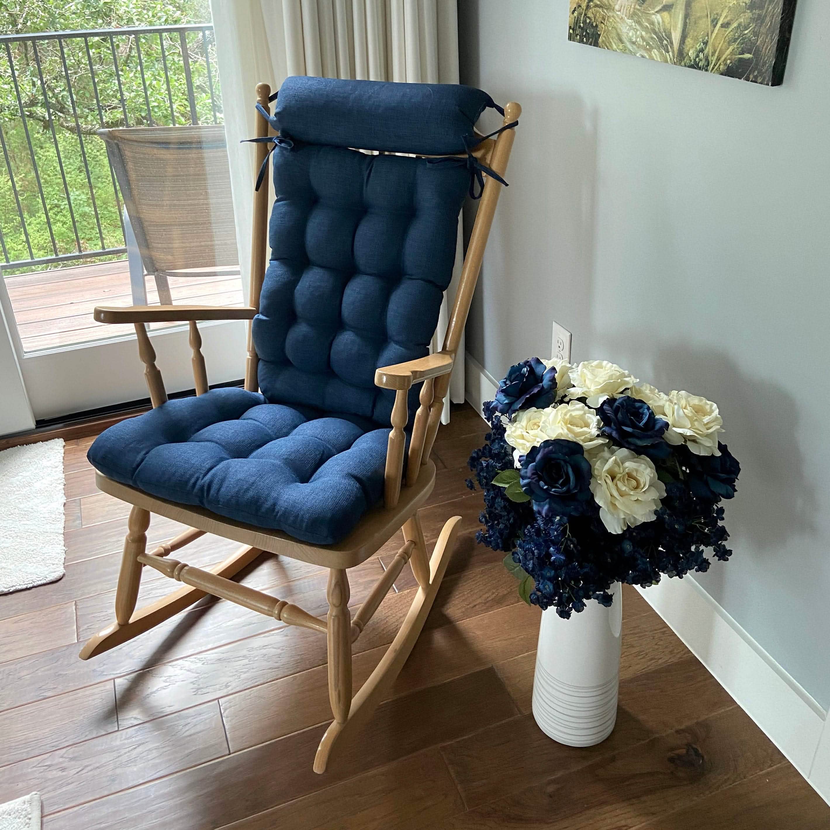 Barnett Home Decor | Rave Navy Rocking Chair Cushion and Rocker Extender