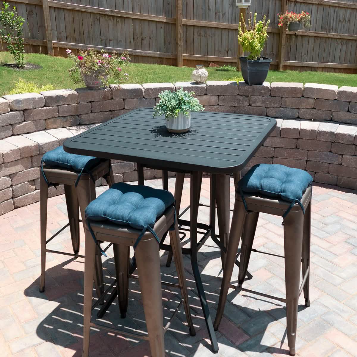 Rave Pacific Blue Square Industrial Bar Stool Cushion - 12"