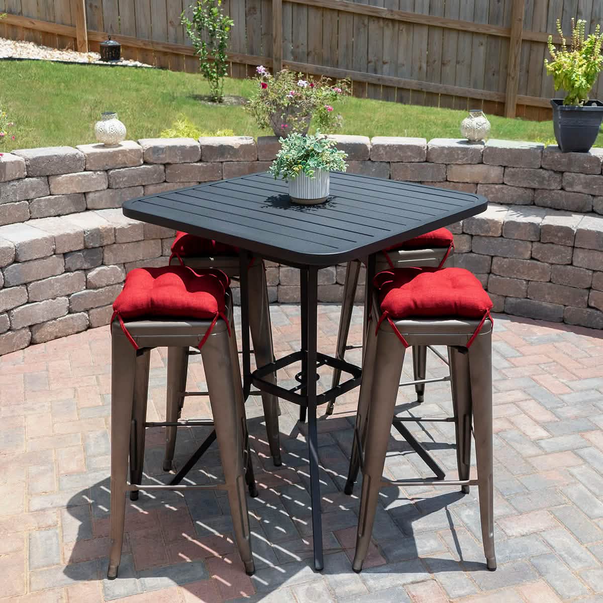 Rave Ruby Red Square Industrial Bar Stool Cushion - 12"