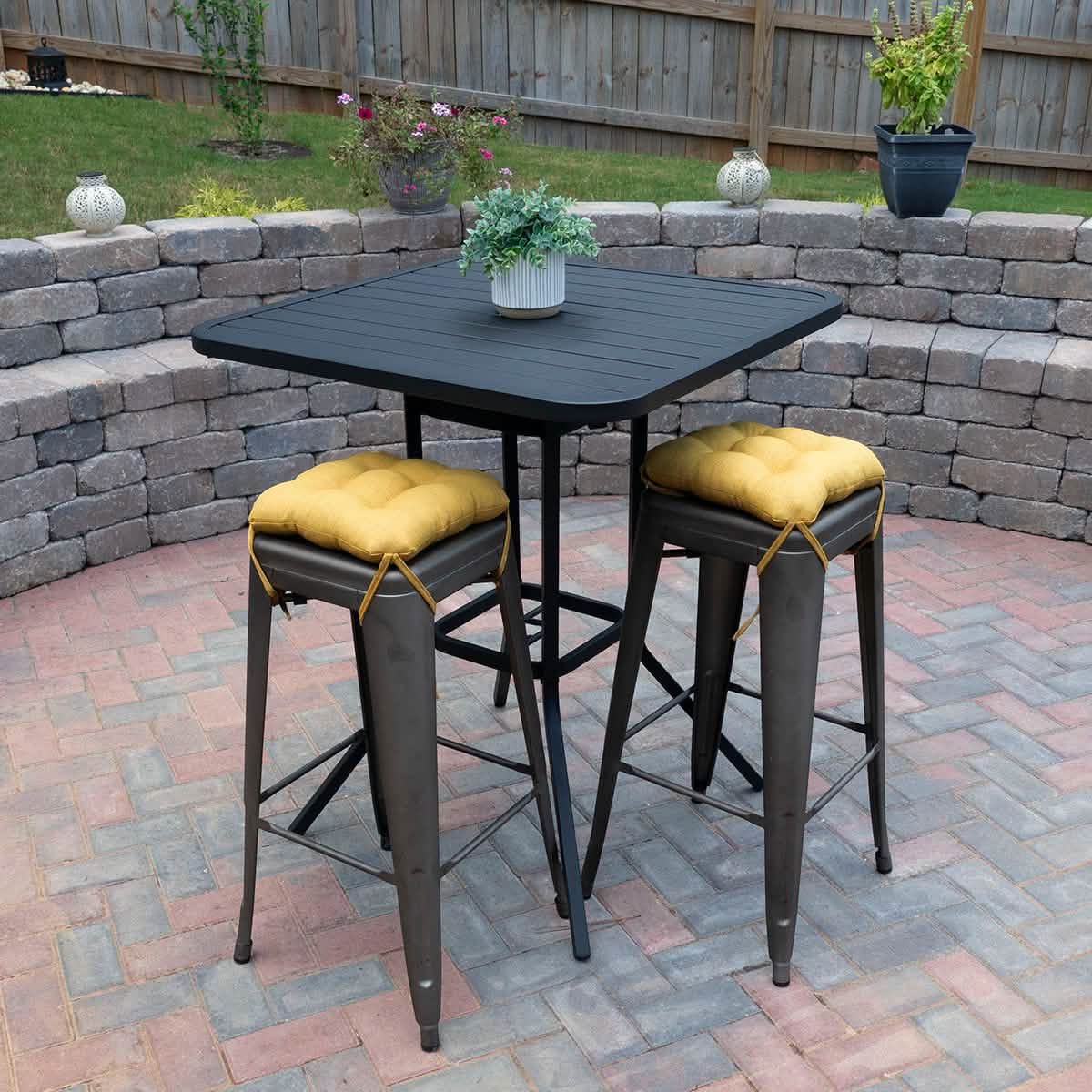 Rave Yellow Gold Square Industrial Bar Stool Cushion - 12"