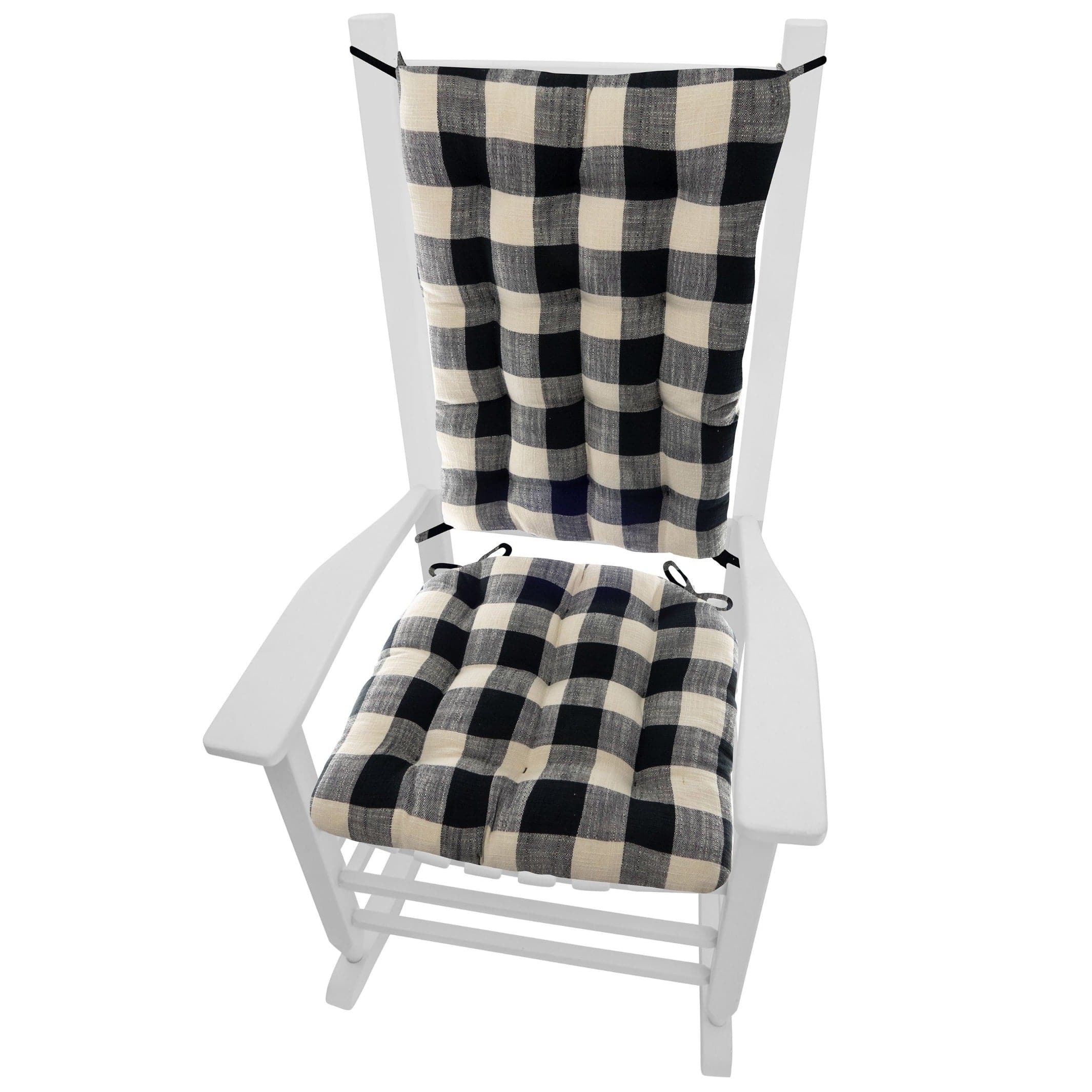 Buffalo Check Chair Cushion, Cotton, Black